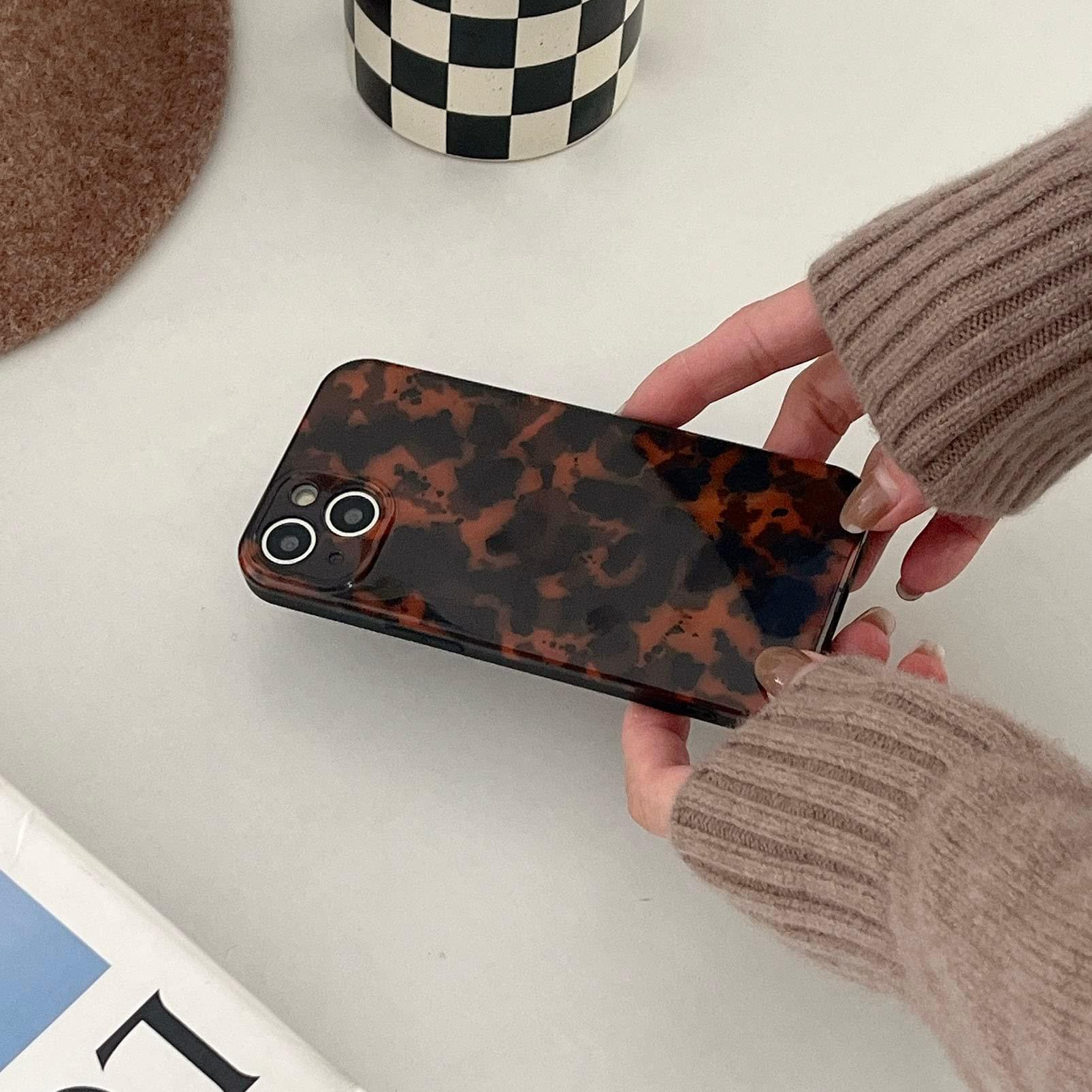 Tortoise Shell Retro Phone Case Compatible with iPhone 14 2022 Chic Amber Brown Leopard Stylish Classic Soft Slim Protective Cover for iPhone14 6.1inch - Image 7