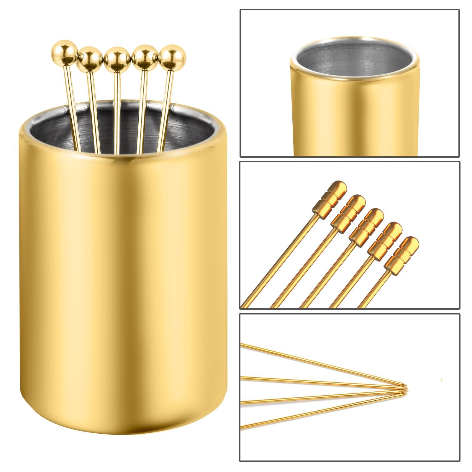Metal Cocktail Picks 16Pack+Holder Kit, 304 Stainless Steel Cocktail Toothpicks, Reusable Cocktail Skewers, Garnish Picks Bloody Mary Skewers, Metal Martini Picks for Olives Appetizers Fruit - Image 4