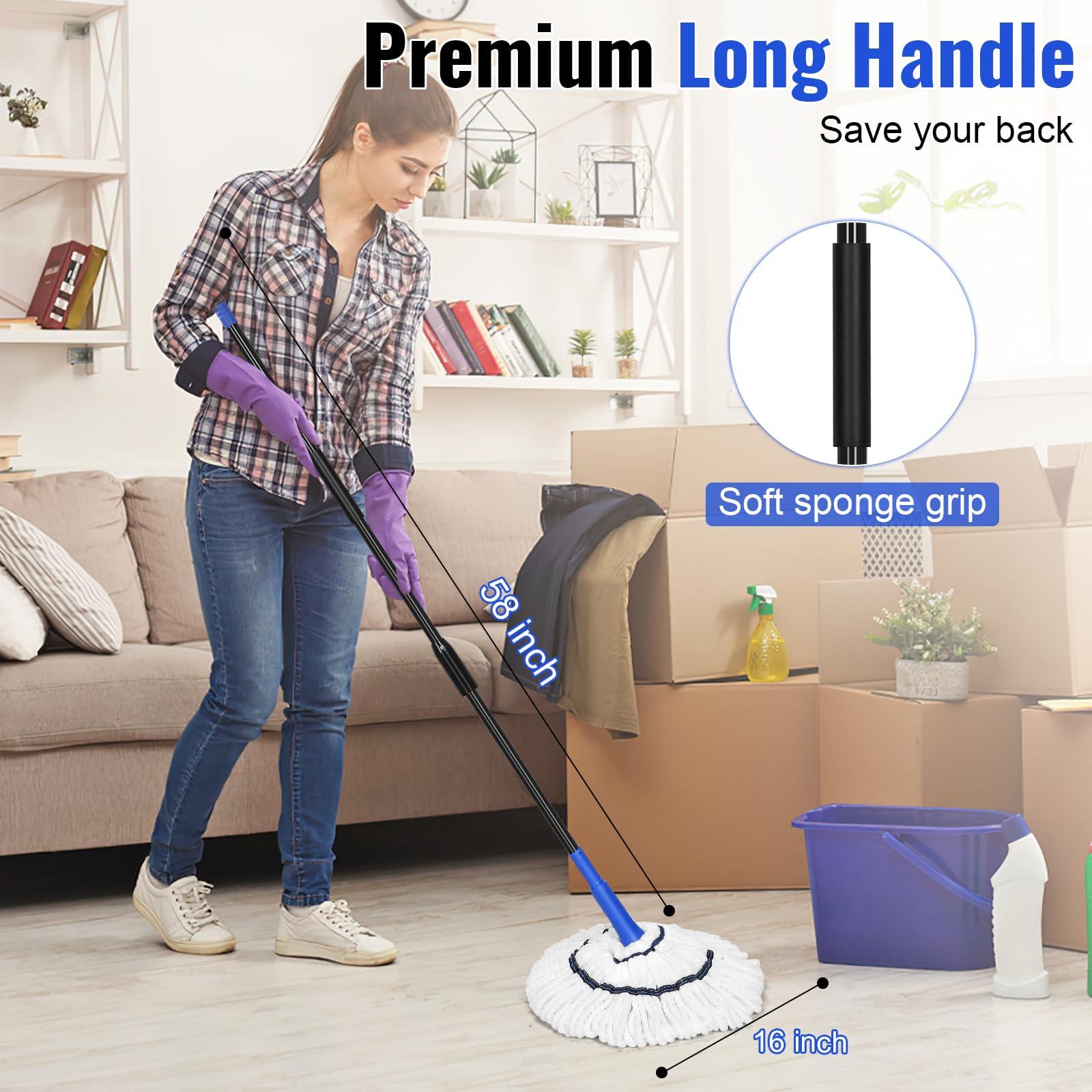 Self Wringing Mop Microfiber Twist Mop for Floor Cleaning, String Wet Floor Mops with Wringer Long Handled for Hardwood Vinyl, Tile, Commercial Household Clean,Safe on All Floors Types - Image 4