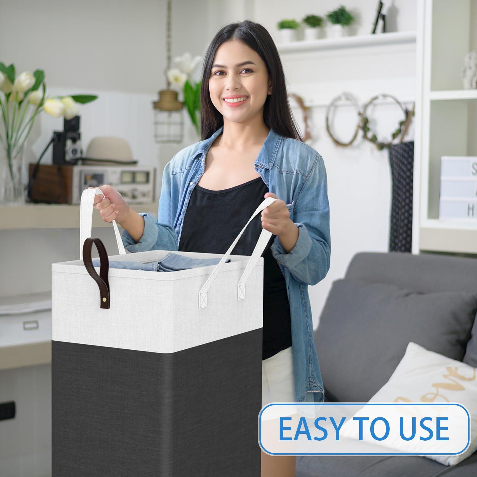 HomeHacks 75L Large - Capacity Rolling Laundry Basket, Laundry Hamper with 4 Smooth Wheels, Collapsible Waterproof Clothes Basket, Freestanding Hamper with Handles for Bedroom/Dorm/Laundry Room (Gray) - Image 7