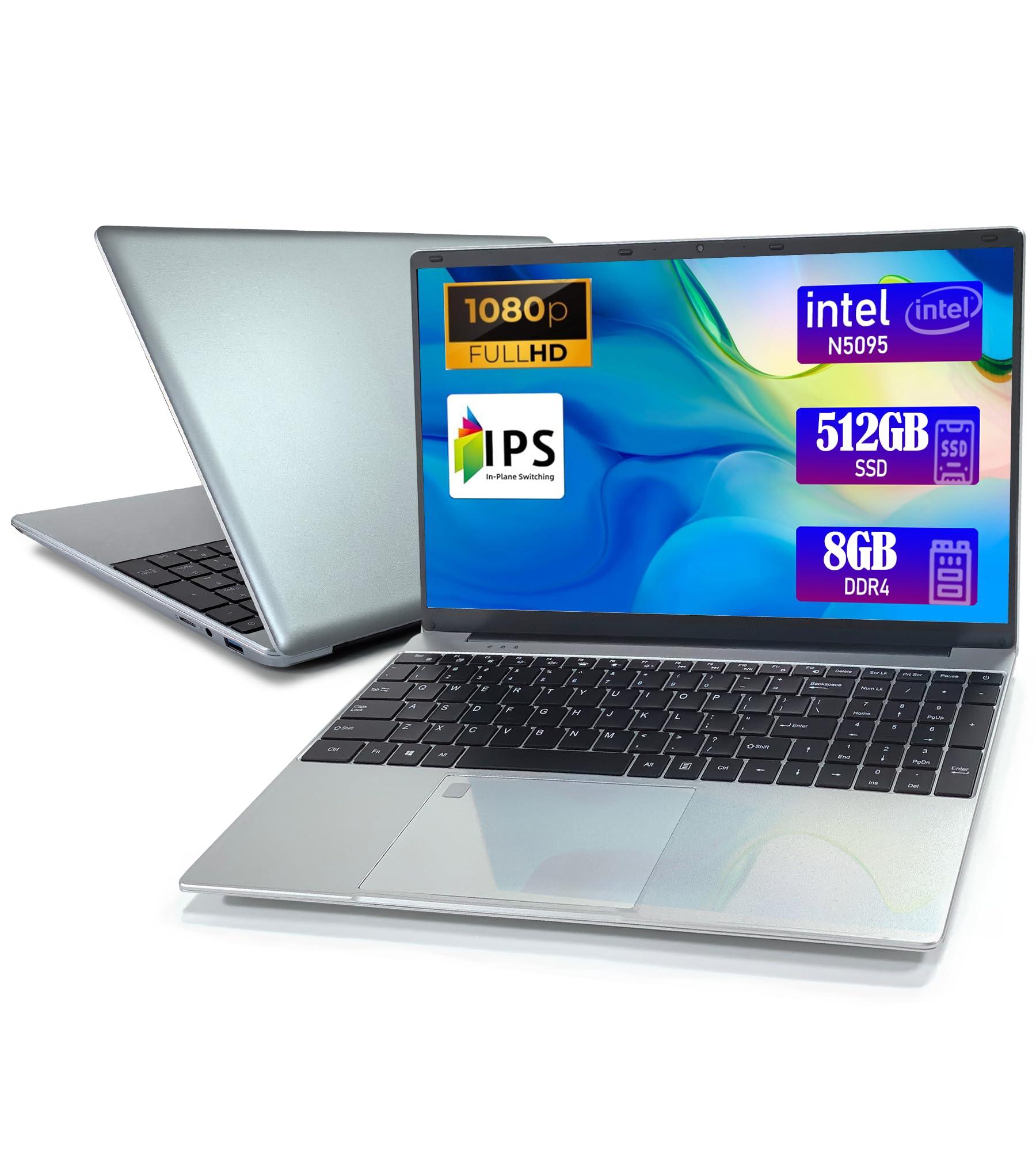 IJKKJI Laptop - Laptop Computer, 15.6 Inch Laptops, 8GB DDR4 RAM 512GB SSD, Intel Celeron N5095, Computers with Win 11, 1920 x 1080 Display, Type-C, HD for Businesses and Students