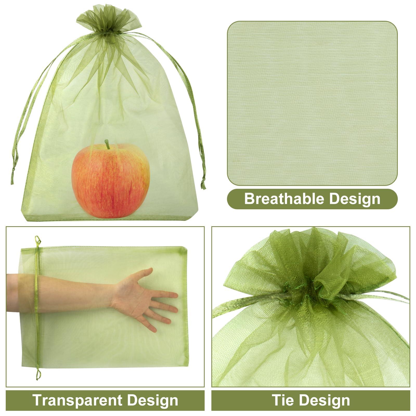 Unves 12x16 Inch Fruit Protection Bags, Garden Mesh Bags for Vegetables Garden Supplies Drawstring Mesh Fruit Netting Bags for Banana Grape Pepper 50 Pcs - Image 7
