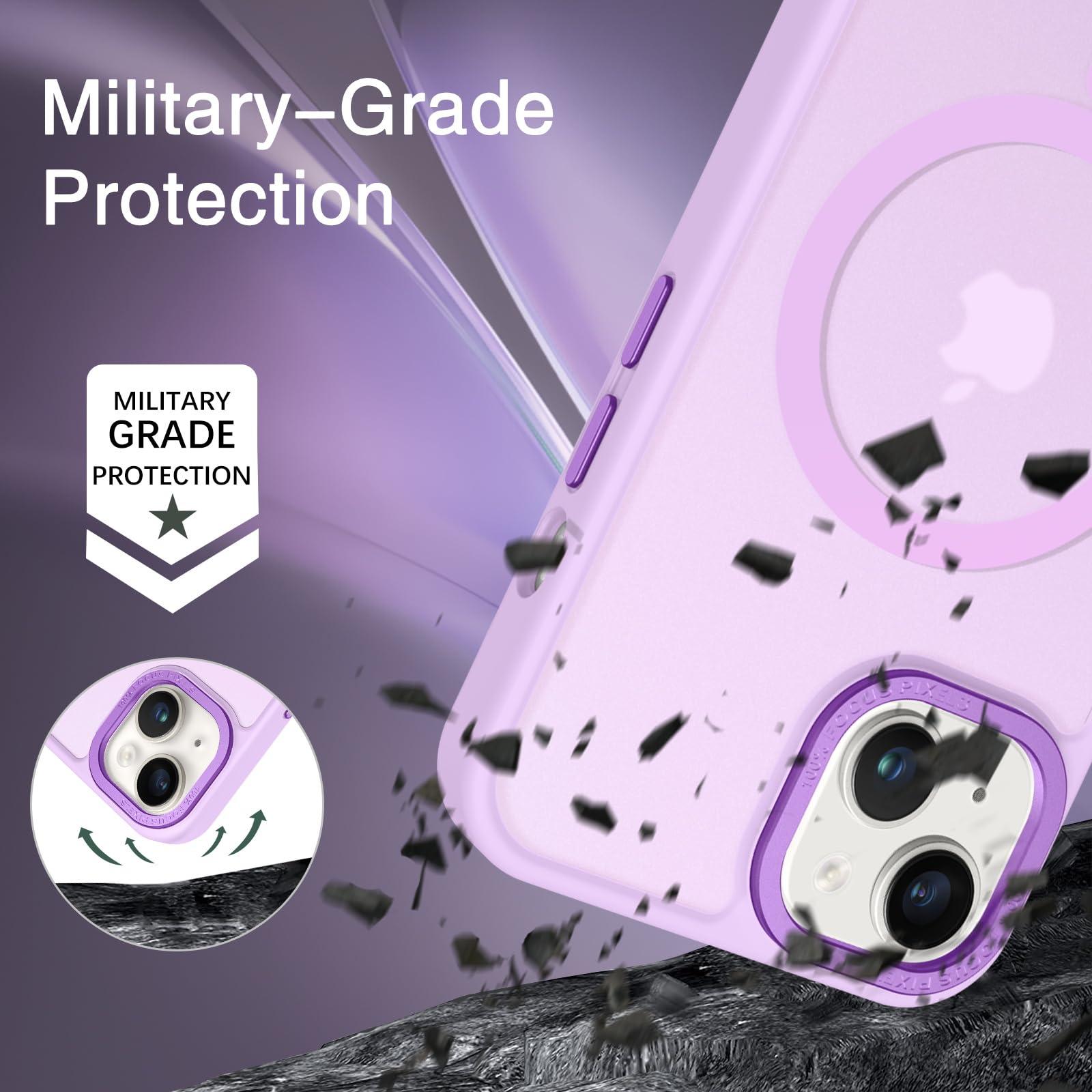 BENTOBEN Magnetic for iPhone 13 Case & iPhone 14 Case [Compatible with Magsafe] Translucent Matte Phone Case iPhone 13/14 Slim Shockproof Women Men Protective Cover for iPhone 13/14 6.1", Light Purple - Image 3