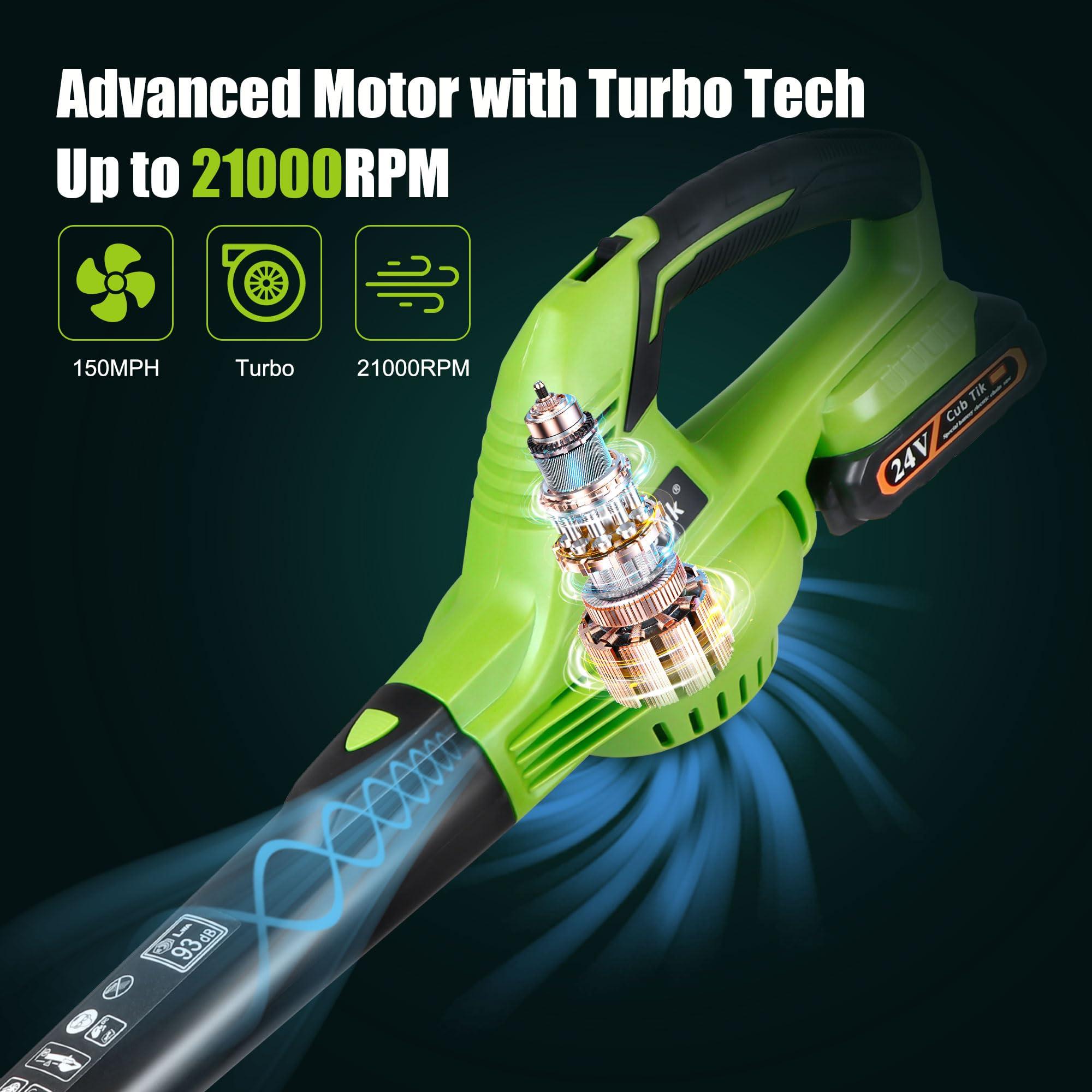 Leaf Blower Cordless with 2x2.0AH Batteries and Charger 21V Electric Leaf Blower Lightweight Battery Powered Small Leaf Blowers for Lawn Care Patio Garden Yard(only for Small Jobs) - Image 3