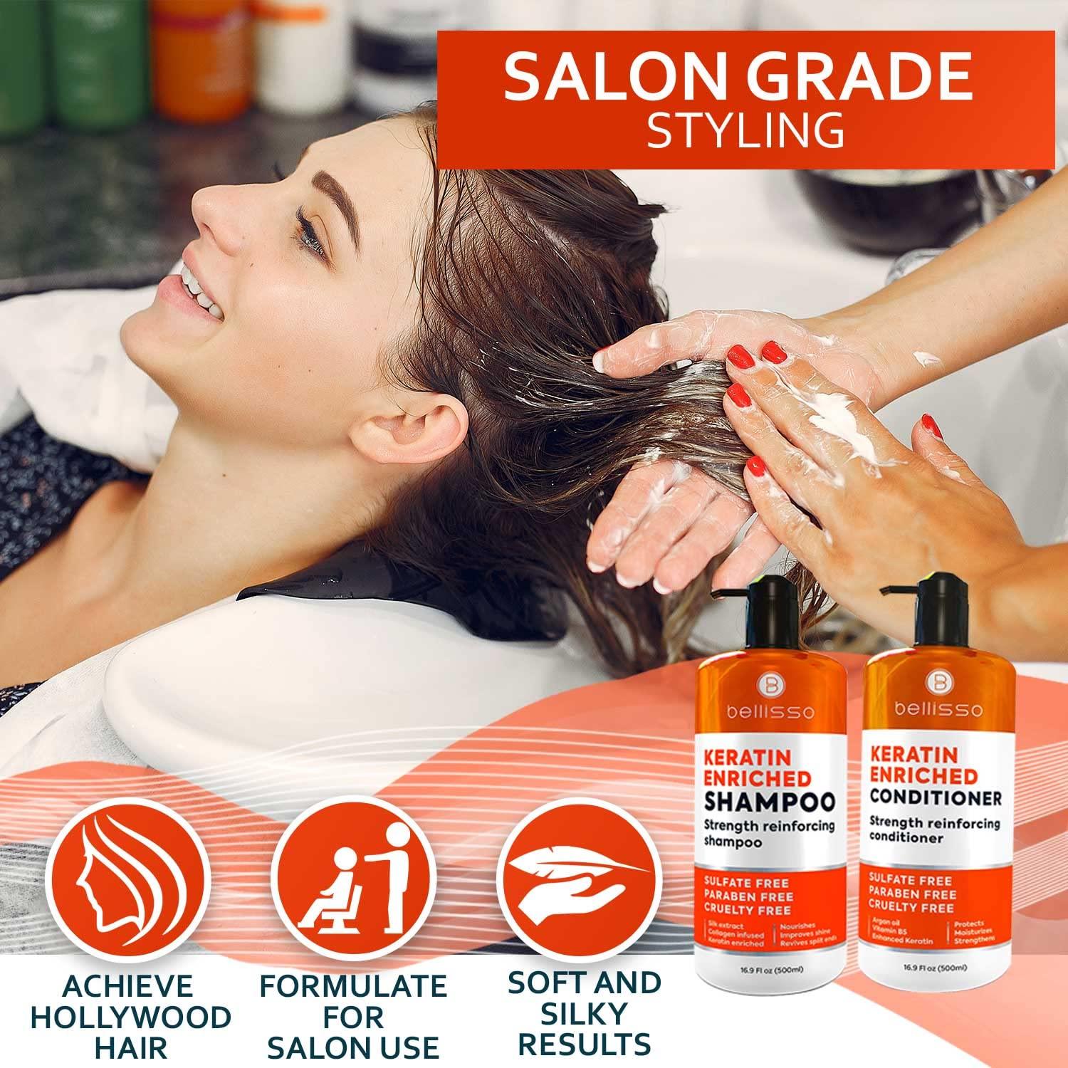 Keratin Shampoo and Conditioner Set - Sulfate Free and Paraben Free - Salon Thickening Treatment for Dry, Damaged, Curly, Frizzy, Straight or Color Treated Hair - Anti Frizz Formula for Women and Men - Image 7
