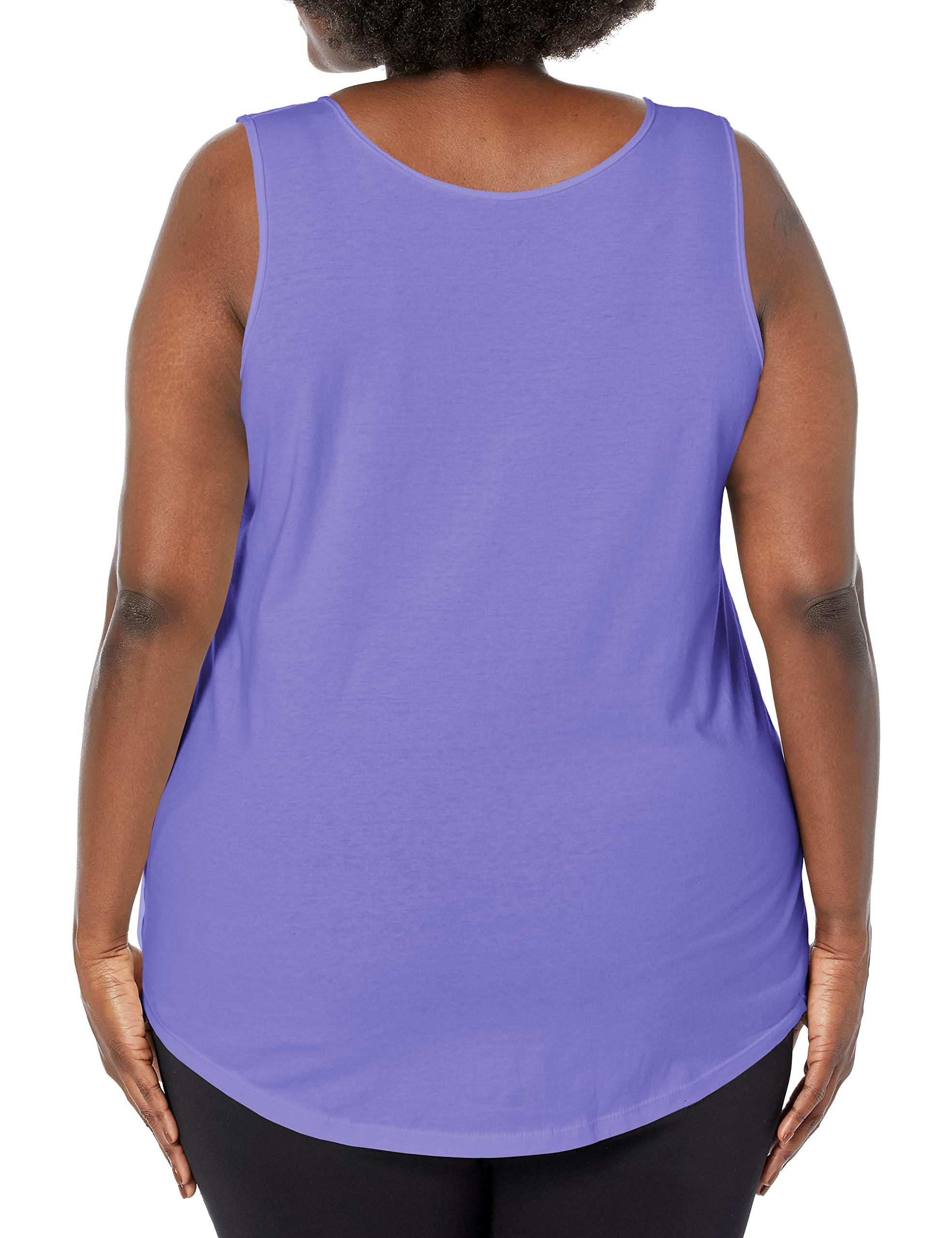 JUST MY SIZE Women's Size Cotton Jersey Shirttail Tank Top, Plus Sleeveless Shirts - Image 2