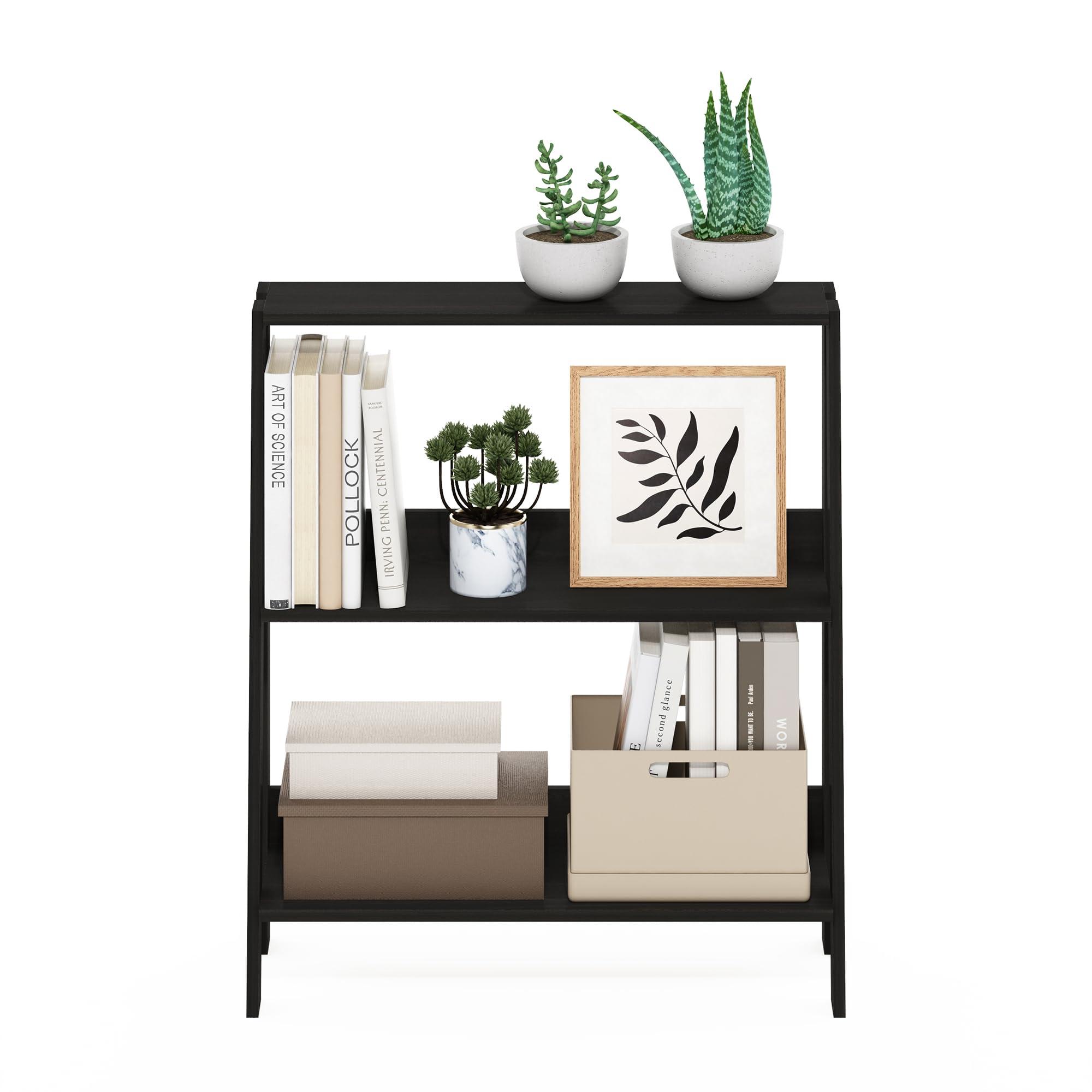 Furinno Ladder Bookcase Display Shelf, 3-Tier, Espresso - Image 4
