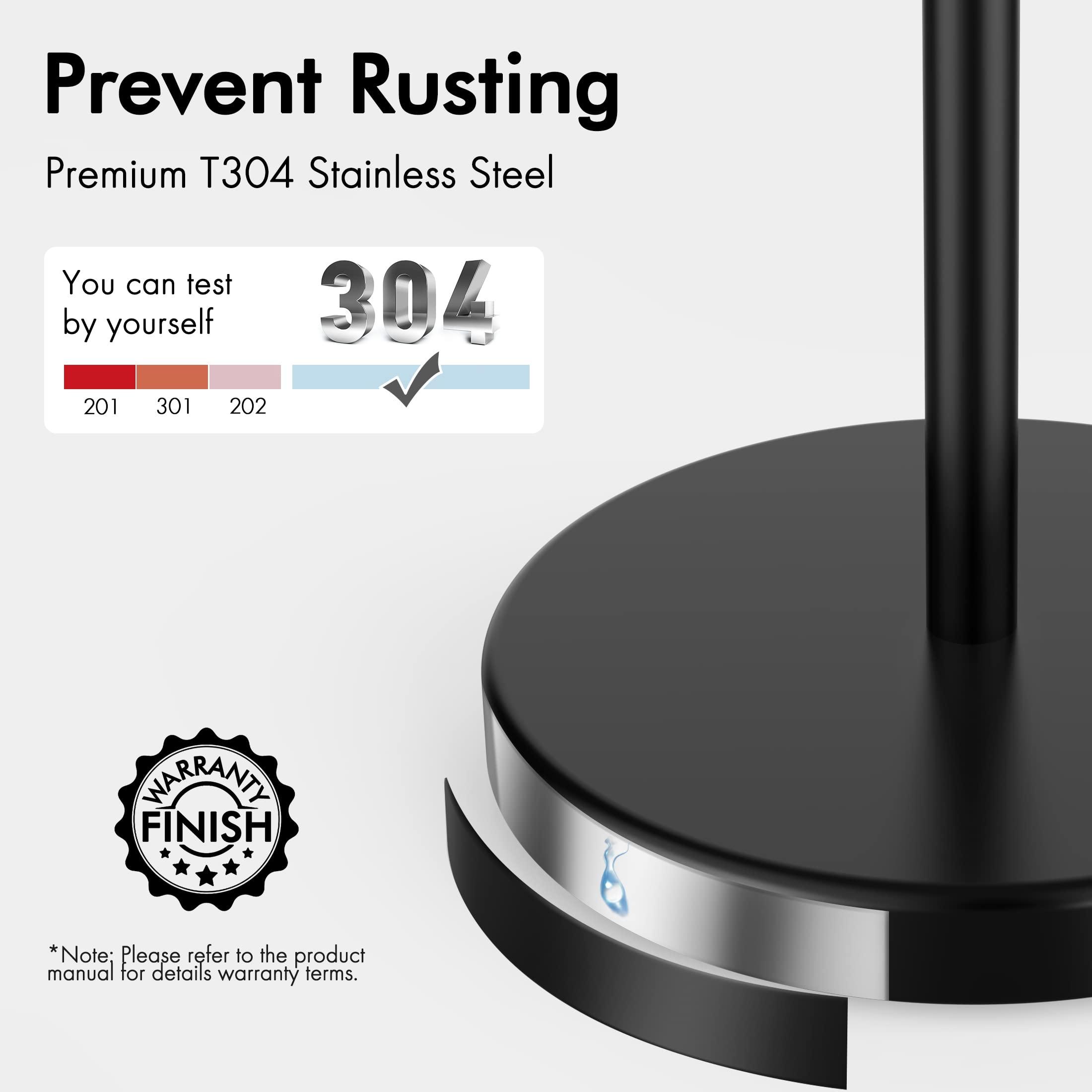 KES Bathroom Toilet Paper Holder Stand Modern Tissue Roll Holder SUS304 Stainless Steel Rustproof Freestanding 20.2" H, Matte Black BPH283S1-BK - Image 6