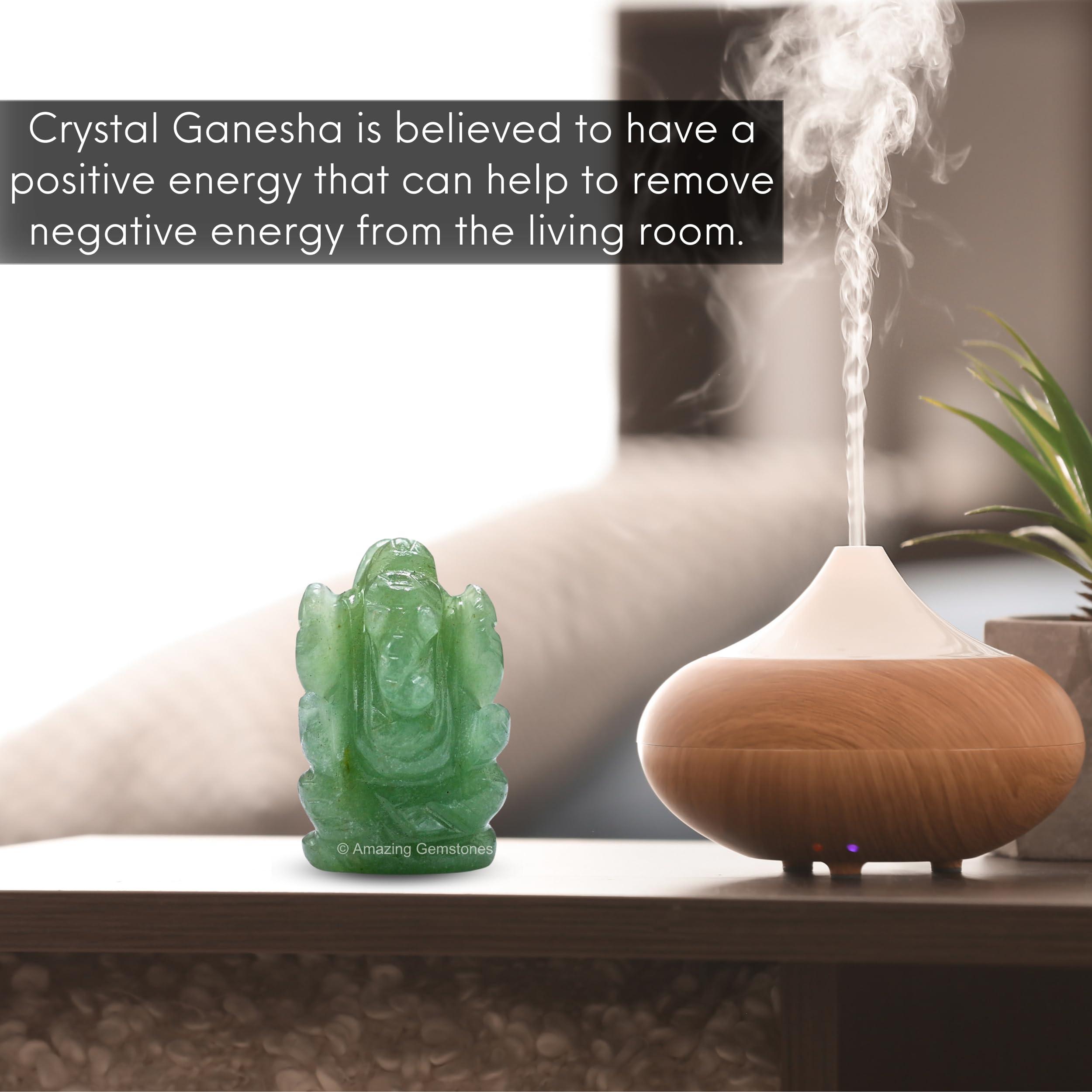 Green Aventurine Ganesha Idol - Crystal Ganesha Idol for Car Dashboard - Spiritual Home, Office and Room Table Decor Ganesha Statues Made of Crystals and Healing Stones - Image 6
