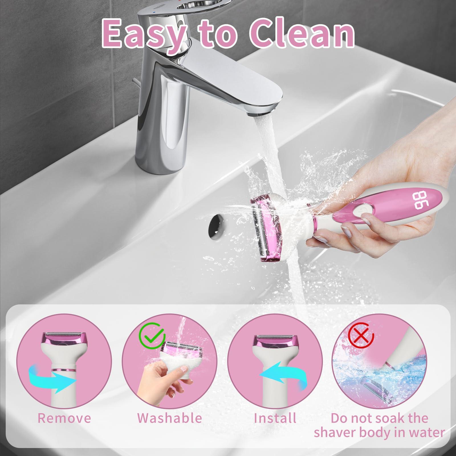 Beanify Wet & Dry Electric Razor for Women Men,4 in 1 Rechargeable Led Display Electric Shaver and Facial Hair Remover,Painless Ladies Body Razors for Nose Face Body Leg Bikini Arm Hair (Purple) - Image 4