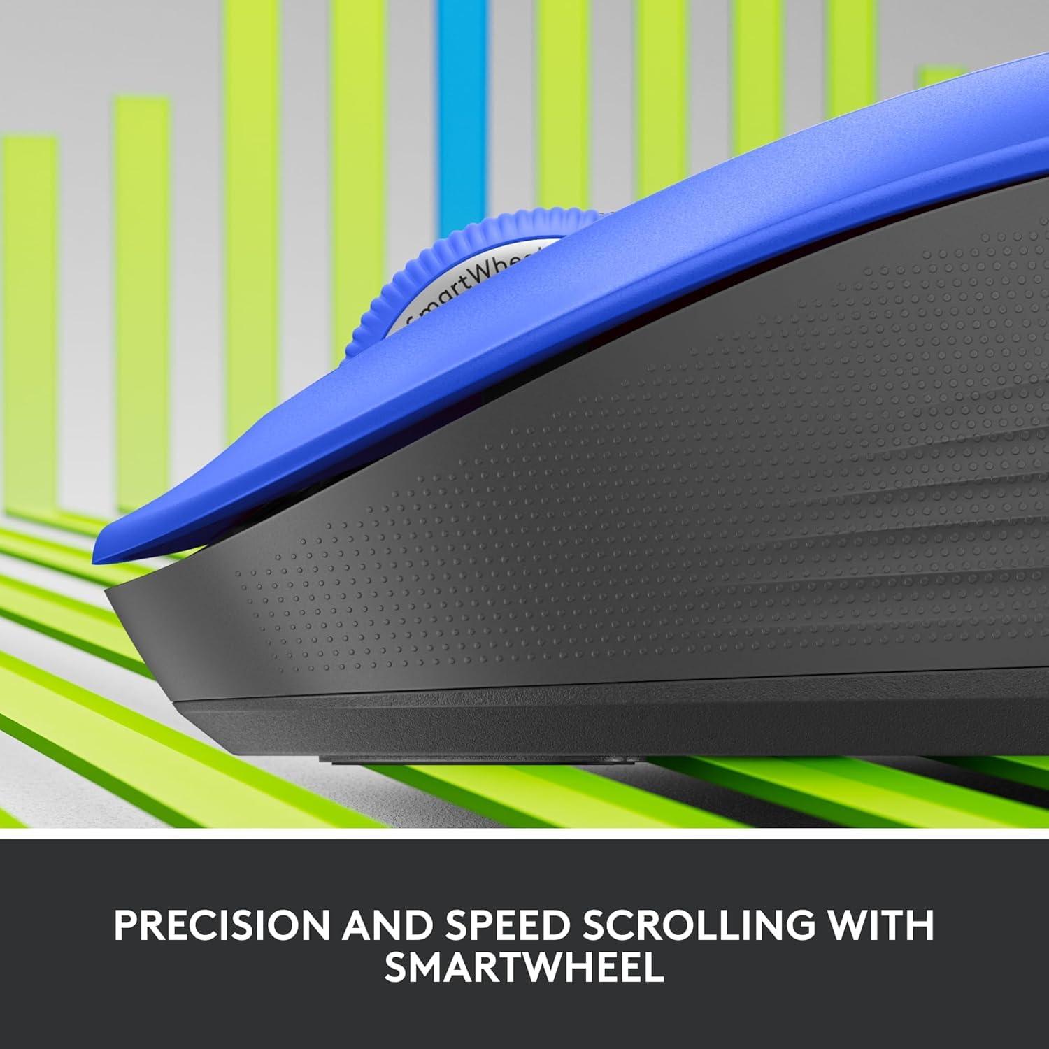 Logitech - Signature M550 L Full Size Bluetooth Ambidextrous Mouse with Silent Clicks - Wireless - Blue (Renewed) - Image 2