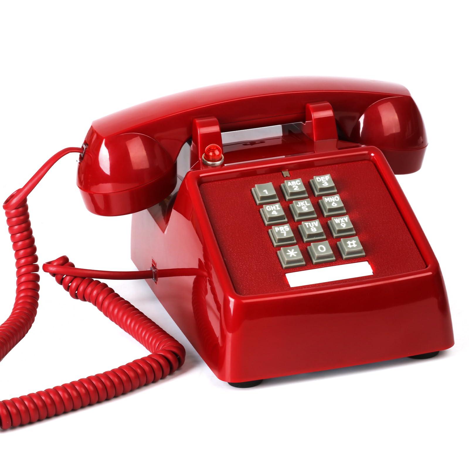 Sangyn Retro Landline Phone Classic 2500 Analog Desk Phone with Indicator Mechanical Ringer Vintage Corded Telephone Old Phone for Home School Hotel Office