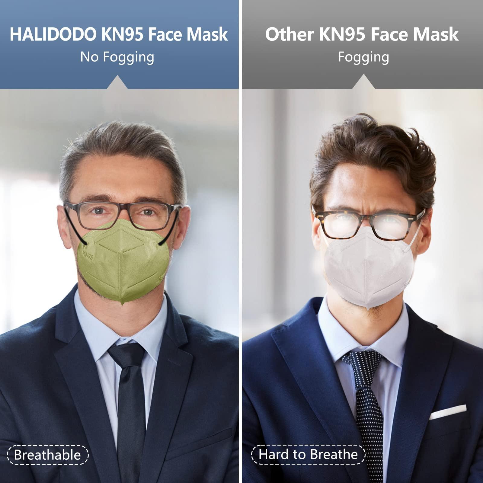 HALIDODO 100 Packs Individually Wrapped KN95 Face Mask 5-Ply Breathable & Comfortable Filter Safety Mask with Elastic Ear loop and Nose Bridge Clip, Protective Face Cover Mask, Morandi Multi Color - Image 5