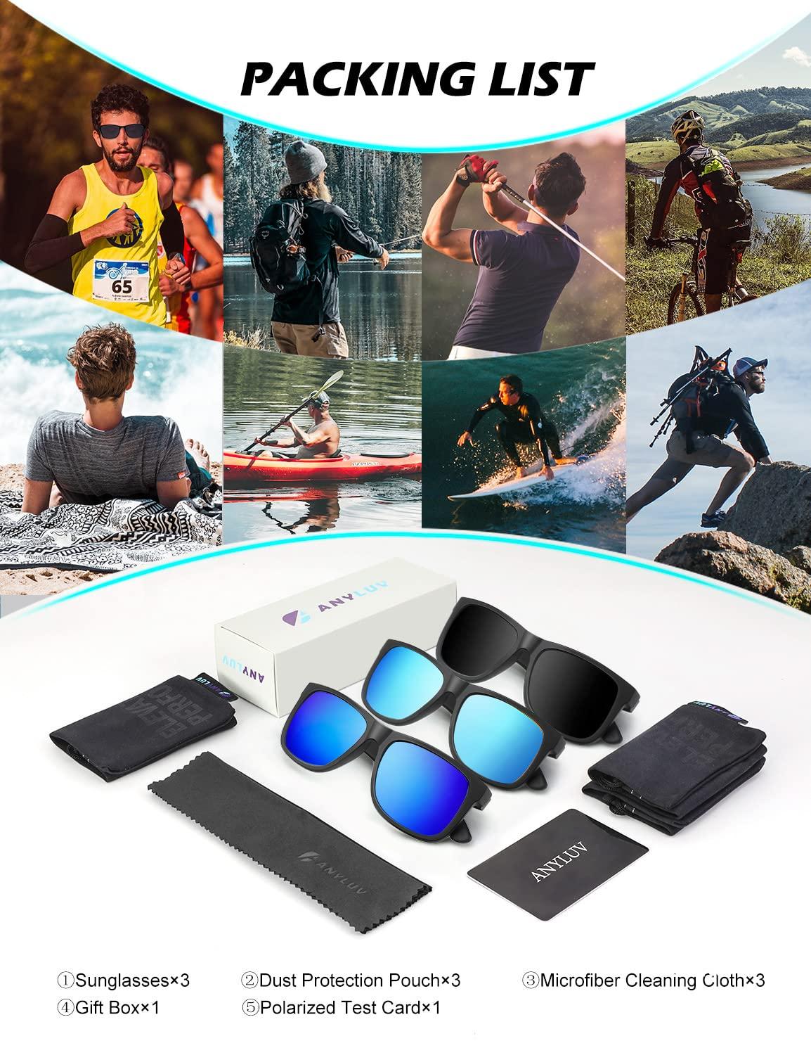 ANYLUV Mens Sunglasses Polarized, Retro Sunglasses for Men Women with UV Protection for Outdoors Fishing Driving 3 Packs - Image 6