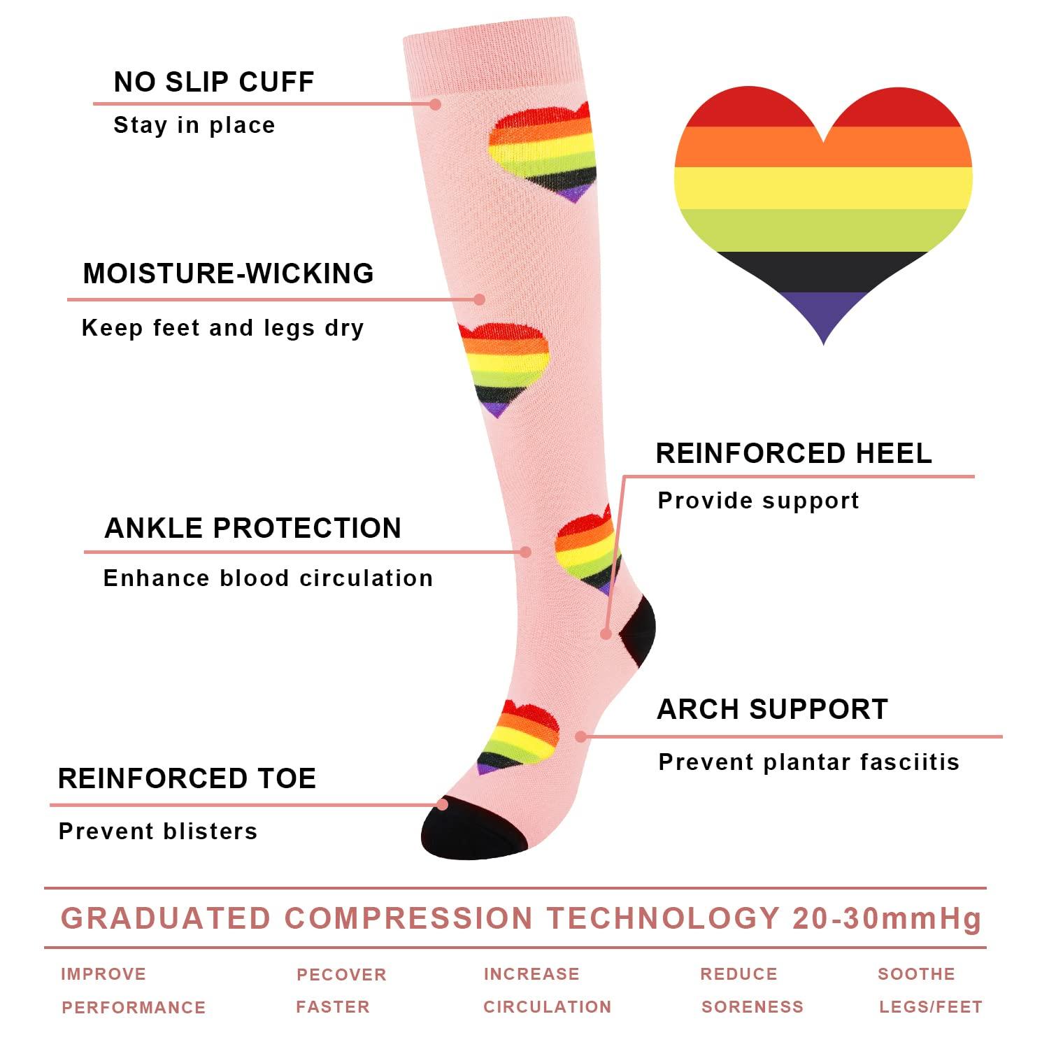 Junely Compression Socks for Women Knee High Stockings for Running Nurses Support Travel Pregnancy Gifts - Image 7