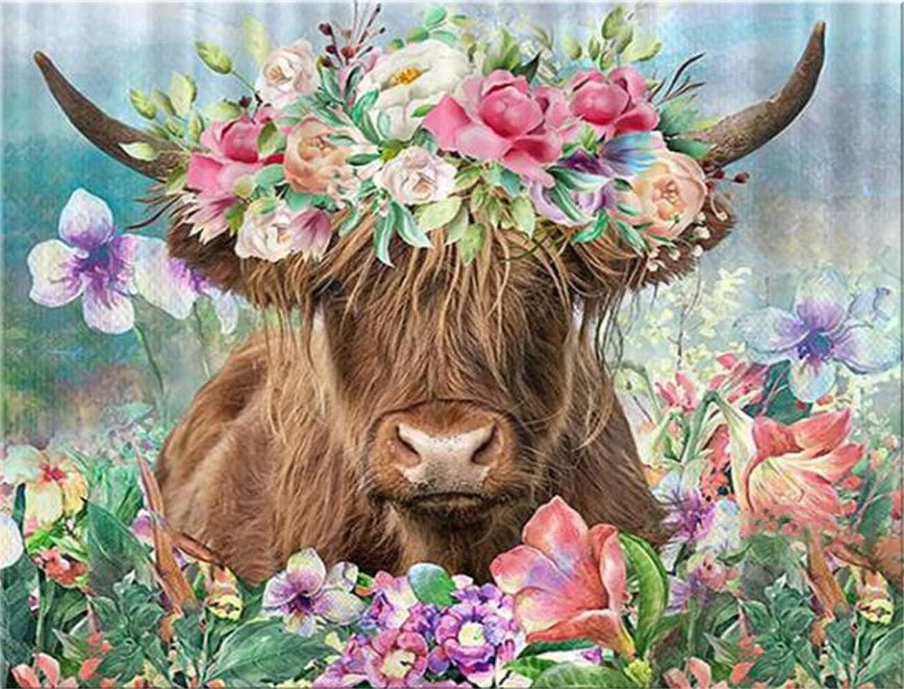 Diamond Painting Kits for Adults - Diamond Art Kits for Kids Beginner DIY 5D Full Drill Crystal Rhinestone Arts and Crafts - Gem Art Painting with Diamonds Dots Home Wall Decor Cow 11.8x15.7inch