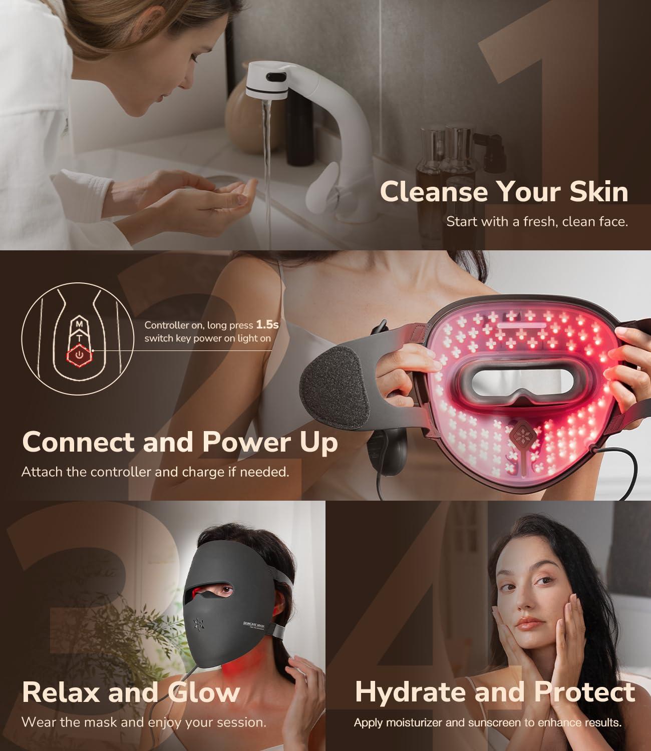 JOVS Red Light Therapy for Face, Wireless LED Light Therapy Beauty Device for Face, 4 Modes and Portable Skin Care Tools for Home Use - Image 2