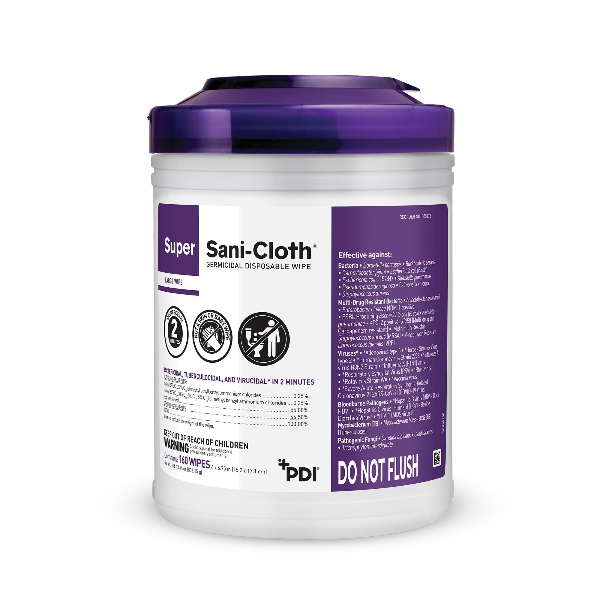 Professional Disposables Surface Disinfectant Super Sani-Cloth Wipes, 160Count - Image 1