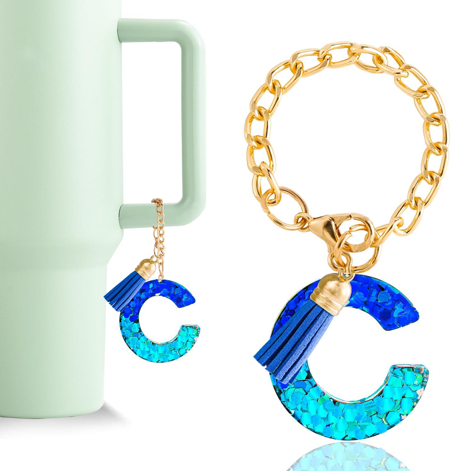 Letter Charm Accessories for Stanley Cup 1 PCS Cute Initial Keychain Handle Charm for Stanley Tumbler for Women