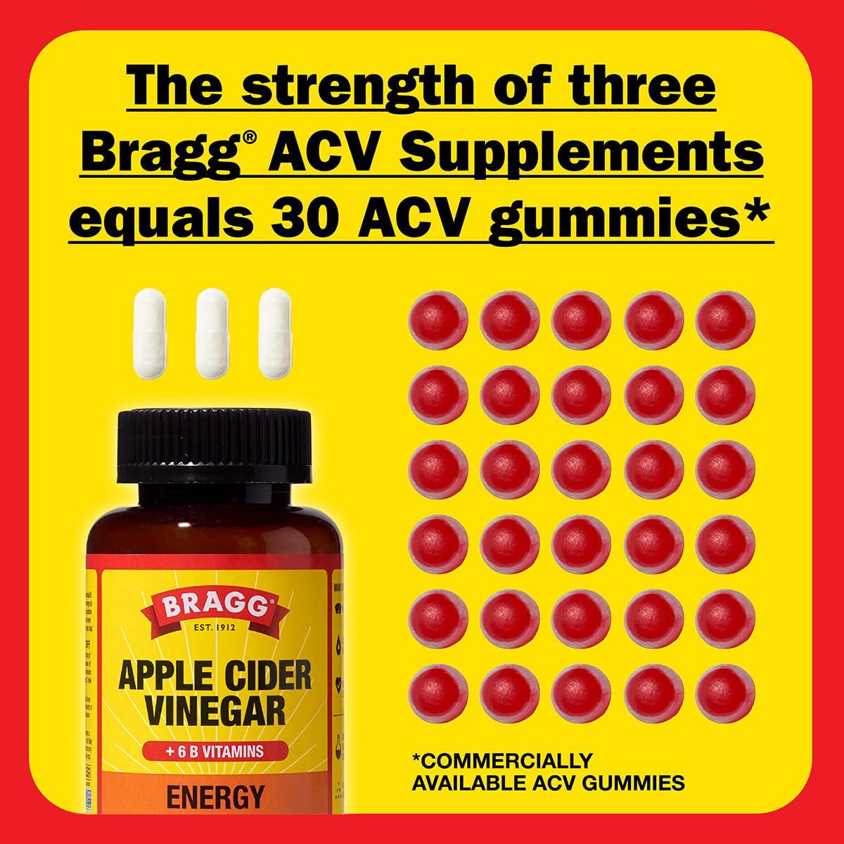 Bragg Energy Apple Cider Vinegar Capsules with B-12 Vitamins - 90 Capsules - Weight Management - Non-GMO, Vegan, Gluten Free, No Sugar - Helps Generate Energy at Cellular Level for Men and Women - Image 4