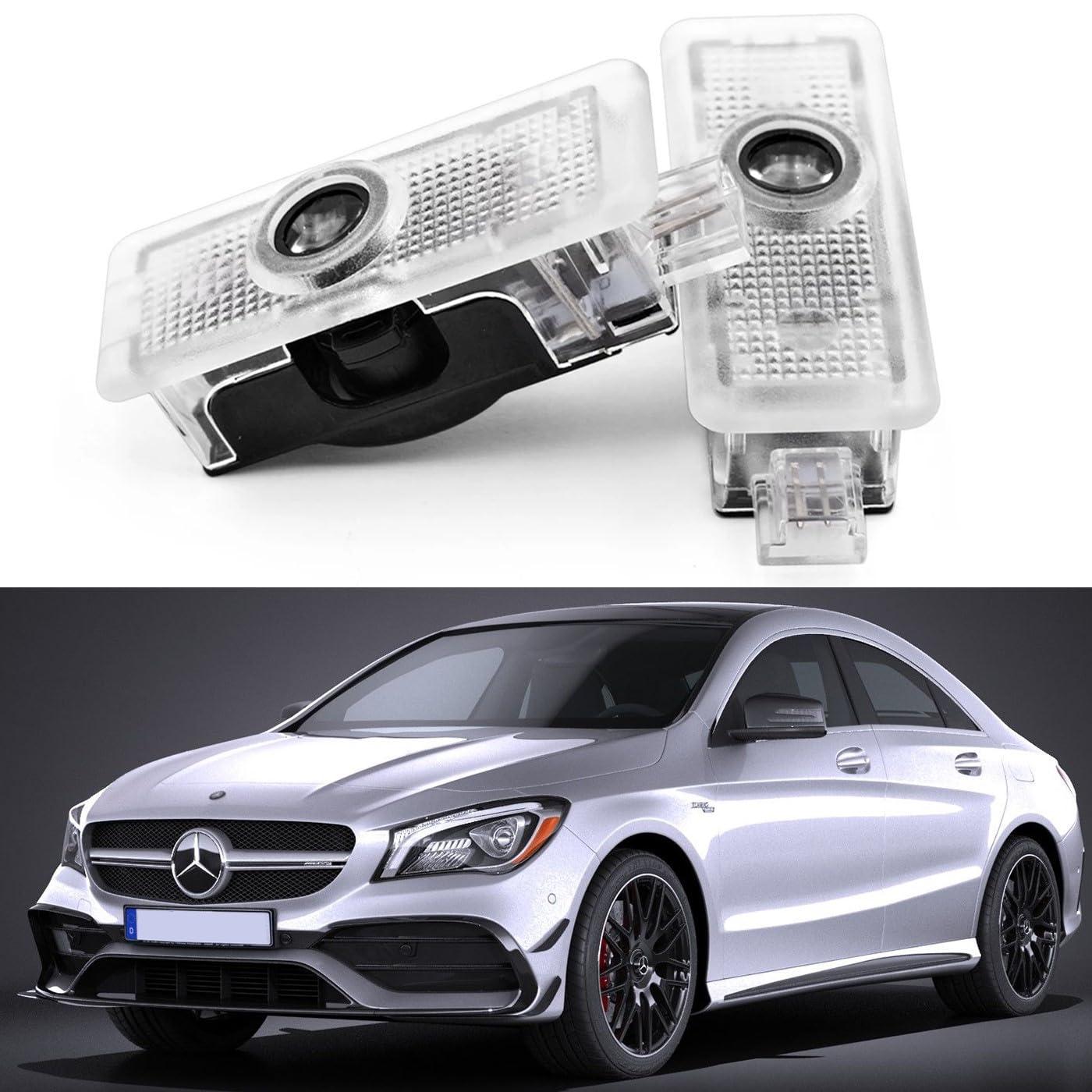 2-Pack Car LED Logo Projector AMG Puddle Door Lights for Mercedes-Benz CLA CLS C-Class E-Class Coupe 2011-2018, No Fade 4K-HD Auto Courtesy Welcome Lights
