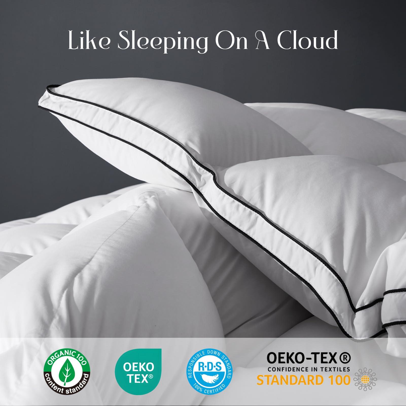 ROZIDC 850 Fill Power Hungarian Goose Feather Down Duvet King Size,Soft 100% Organic Cotton Fabric,Luxurious All Season Duvet Insert,Fluffy Medium Warmth Down Comforter,60 oz(White,106x90 Inches) - Image 6