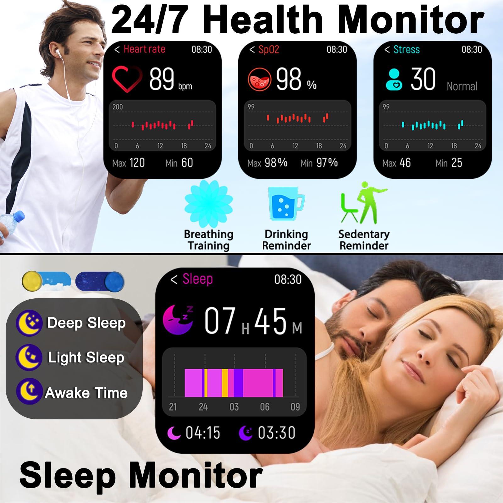 Smart Watch(Answer/Make Call), 2.01" HD Smartwatch for Women Men, Fitness Tracker with 100+ Sport Modes, IP68 Waterproof, Heart Rate/Sleep/Spo2 Monitor, Activity Tracker for Android and iPhone - Image 3