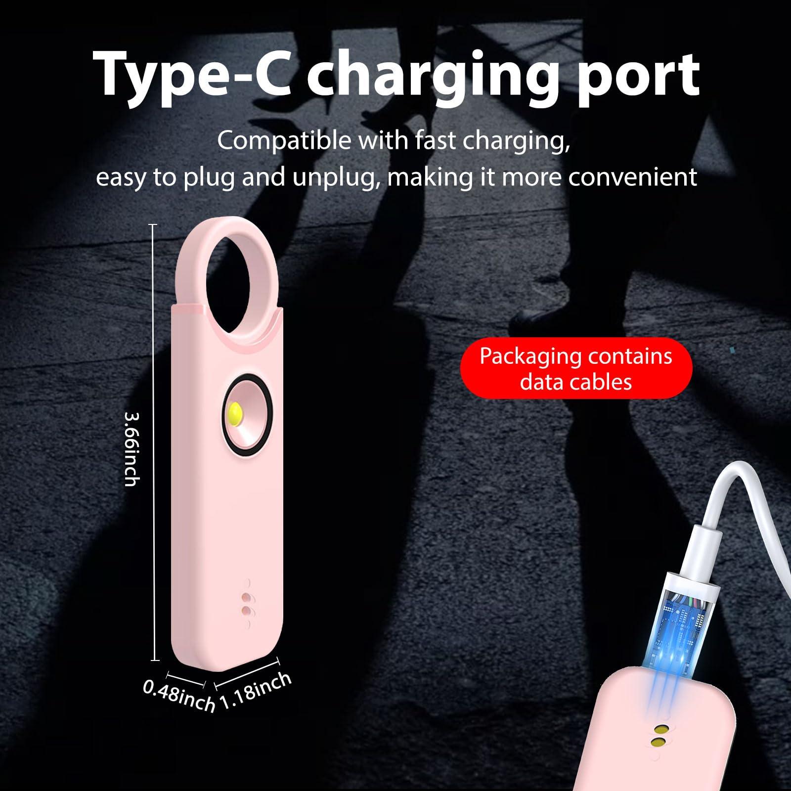 ARPHTYL Personal Safety Alarm for Women Safety Keychain Self Defense Keychain for Women Rechargeable Protection Devices Emergency 135db Strobe Light Upgraded Vibration Sensing Mode (Pink) - Image 5