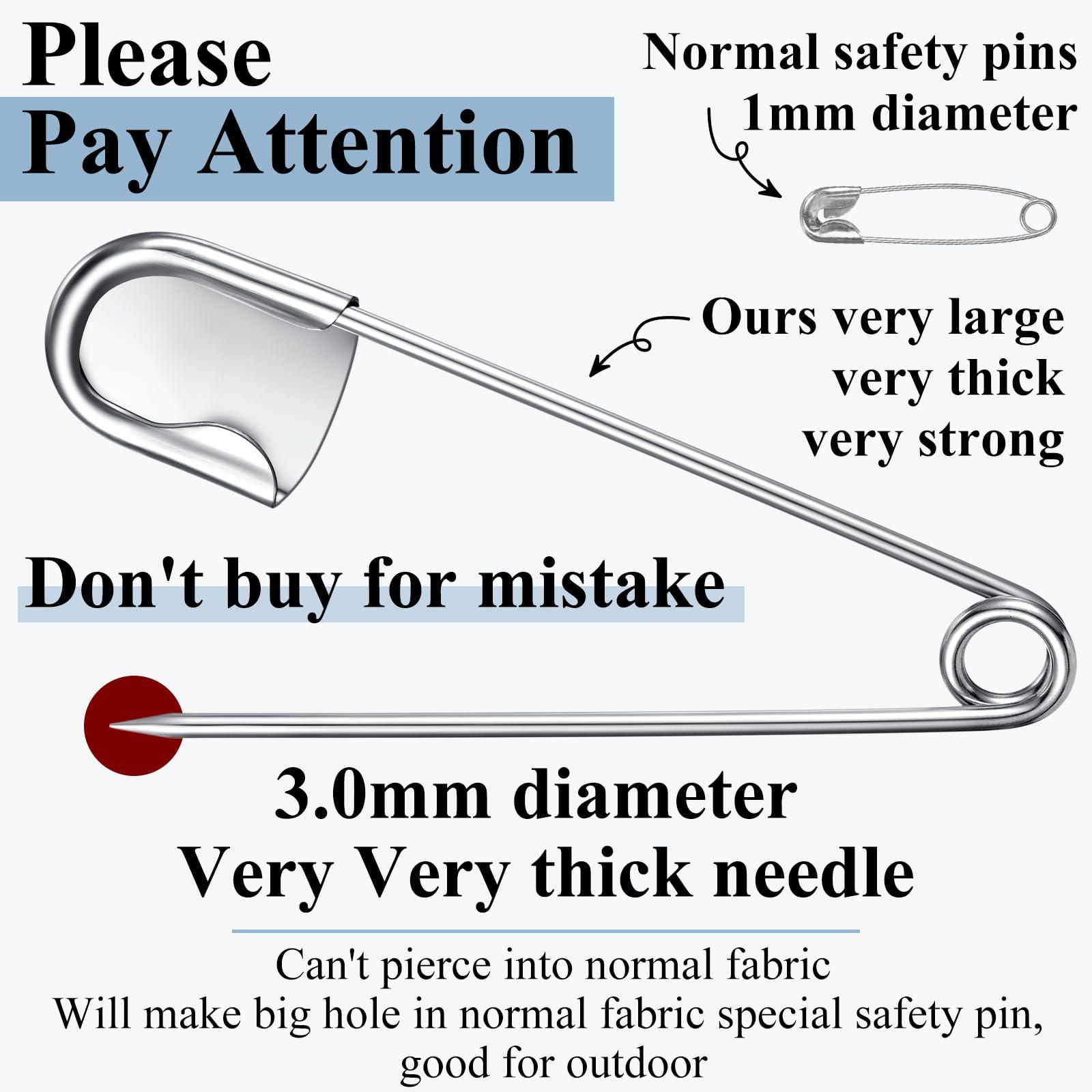 Juexica 10 Pcs 5 Inch Jumbo Stainless Steel Safety Pins Large Heavy Duty Huge Strong Laundry Pins for Upholstery Sewing Quilting Key Rings Craft Outdoor (Silver) - Image 4