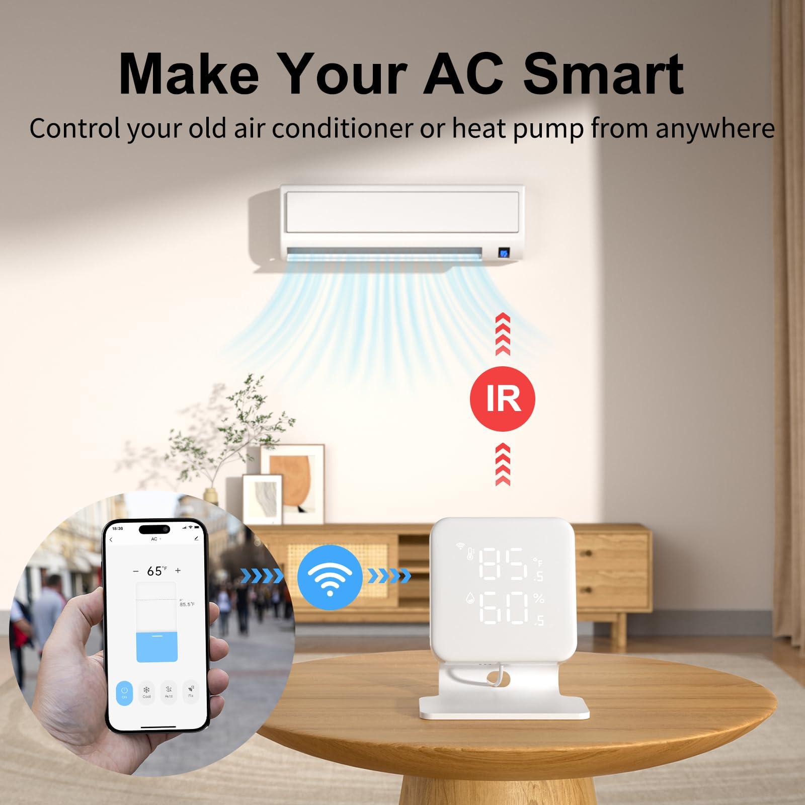 VENZ Smart Air Conditioner Controller, WiFi Thermostat for Home, IR Remote Control for Mini Split, Portable, Window AC & Heat Pumps, Programmable Smart Home Controller Compatible with Alexa, Google - Image 2