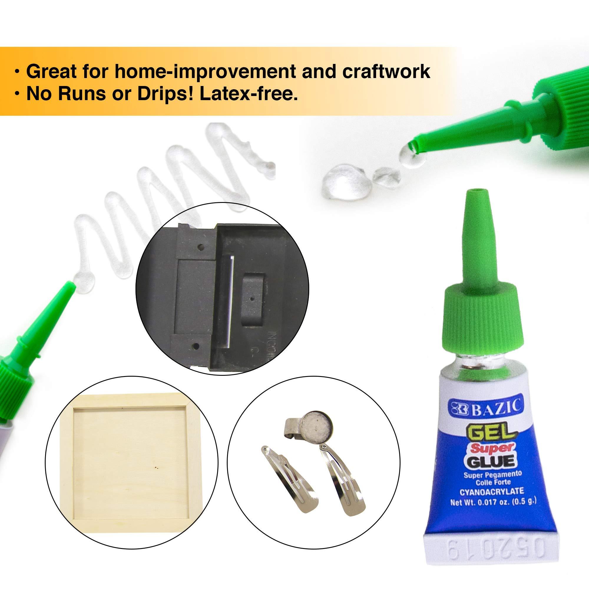BAZIC Super Glue Gel 0.5g, Clear No Run Gel, Fast Dry Mini Small Tube Adhesive Bonding for Office & Home Improvement (5/Pack), 1-Pack - Image 4