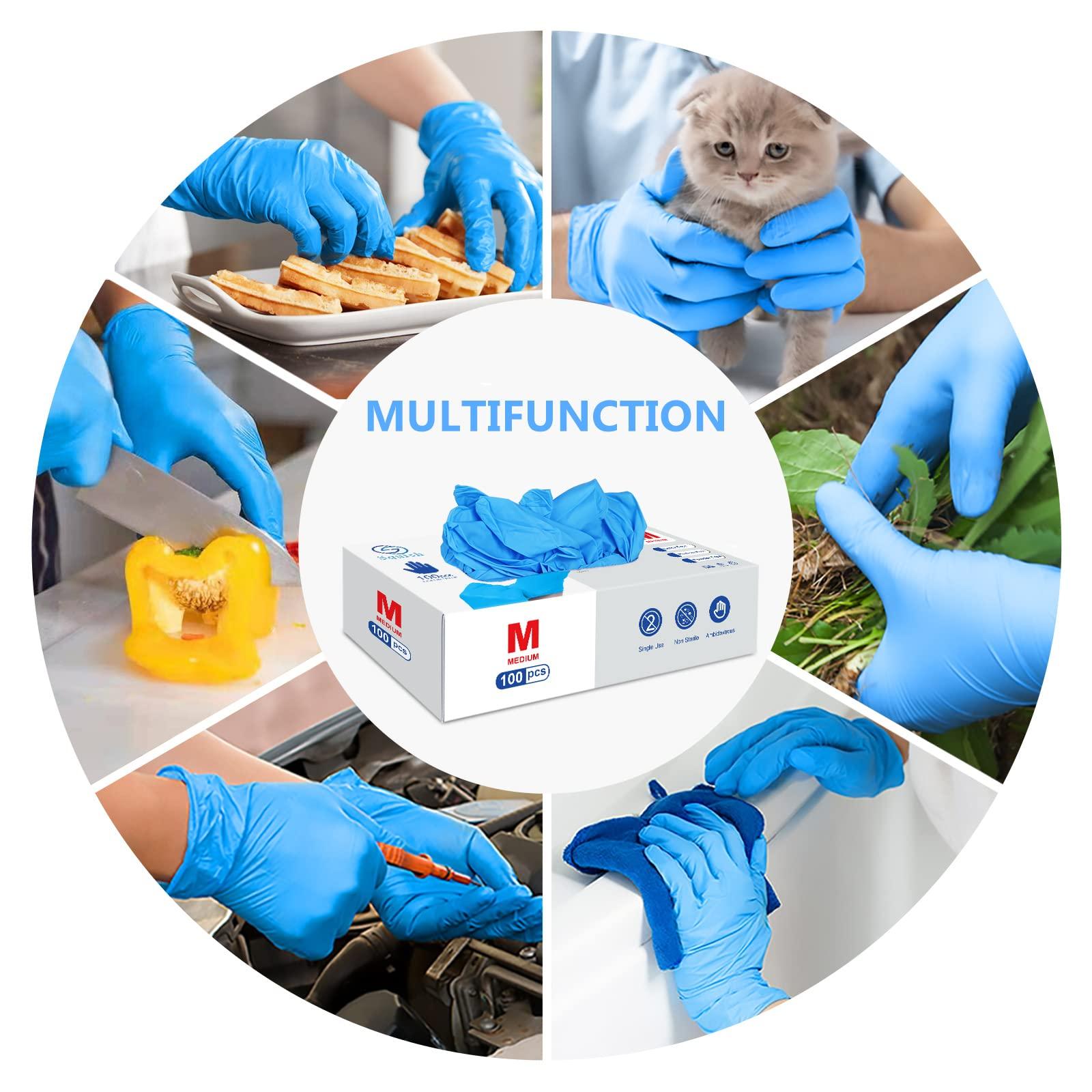 squish Disposable Gloves, Blue 4 mil Vinyl Synmax Blend Exam Gloves Non Sterile, Powder Free, Latex Free - Cleaning Supplies, Kitchen and Food Safe(Pack of 100) (Blue Medium) - Image 2