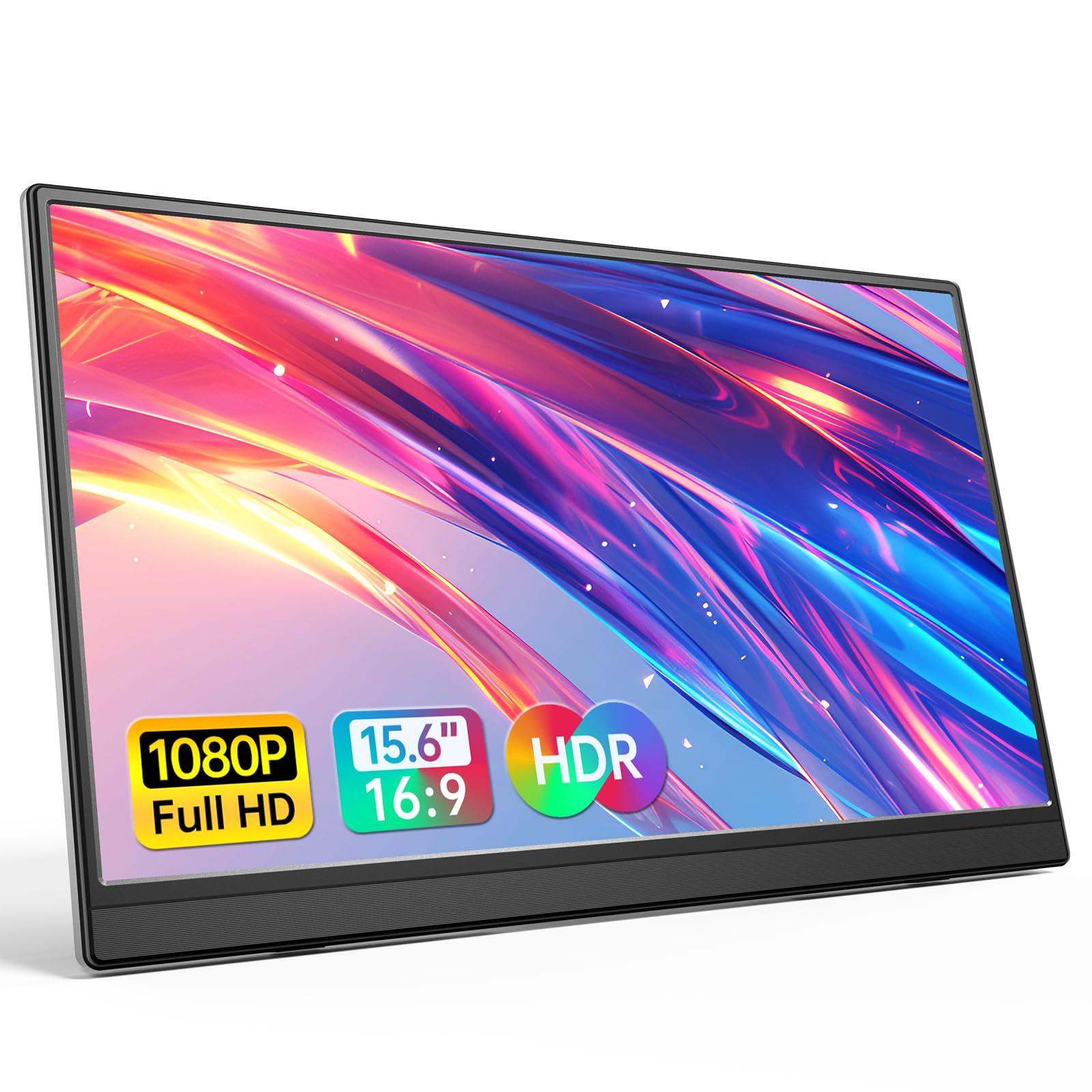 Anyuse 15.6 Inch Portable IPS Gaming Monitor, Travel Monitor, for Laptop, PC, 1080P, USB-C, HDMI, Ultra-Slim, with Kickstand, Ultra-Thin, Zero Frame, Mac Phone, PS, Xbox, Swich