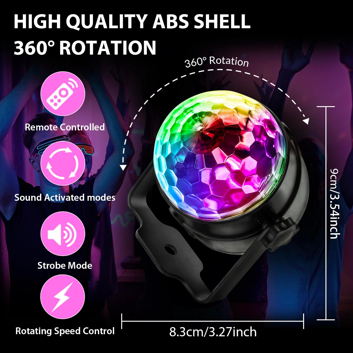[3-Pack] Disco Ball DJ Party Lights Sound Activated with Remote Control Strobe Lamp 7 Modes Stage Light for Home Room Dance Parties Karaoke Halloween Christmas Birthday Decorations - Image 3