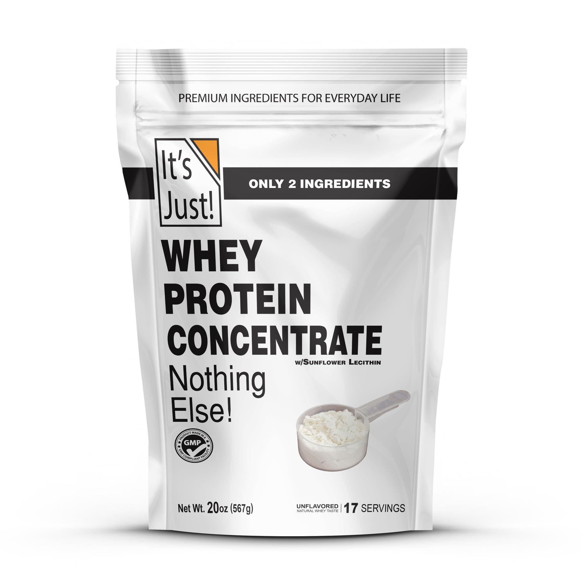 It's Just! - 100% Whey Protein Concentrate, Made in USA, RBST/rBGH Hormone Free, Premium WPC-80, No Added Flavors or Artificial Sweeteners (1.25 Pound, Unflavored)