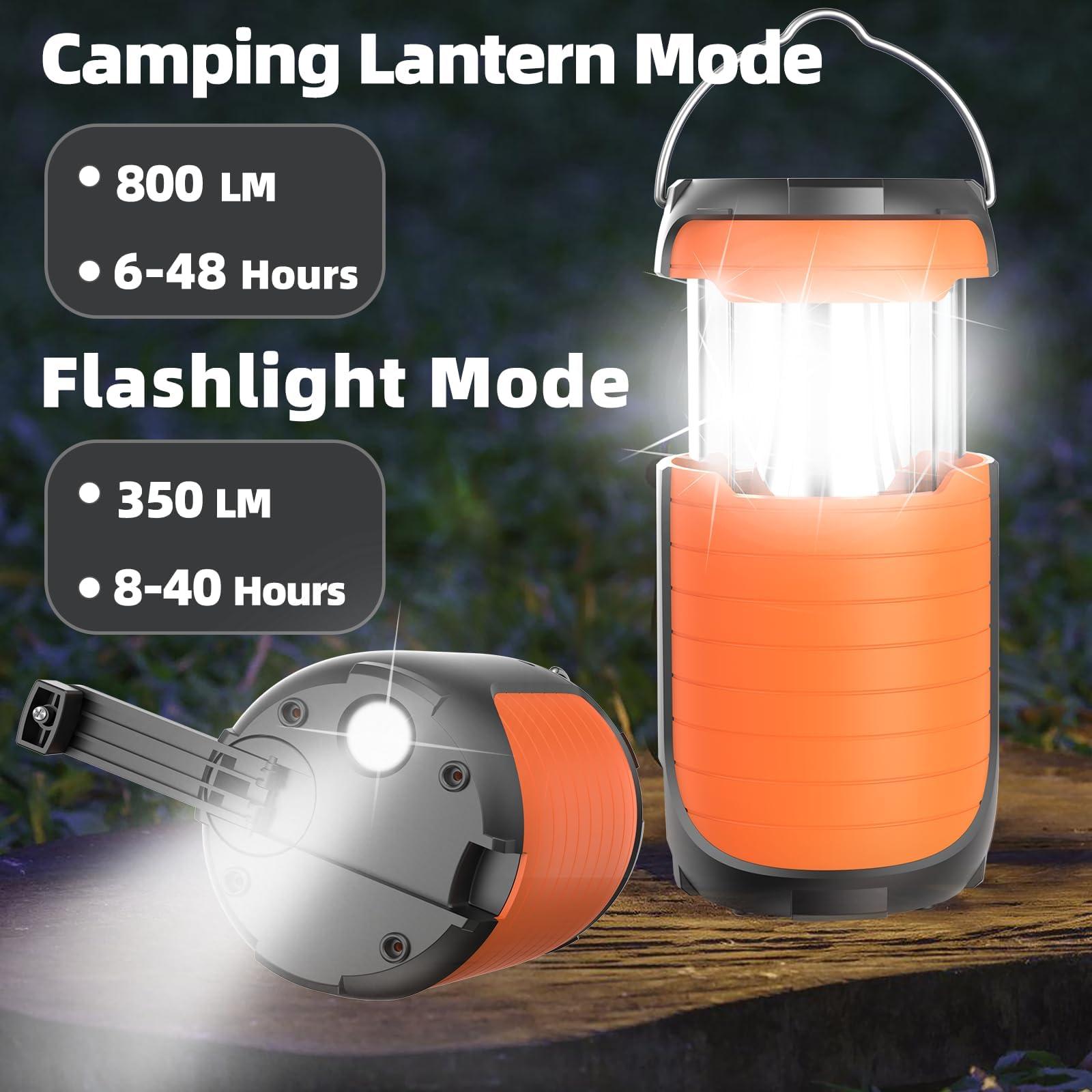 Juvihuxy LED Camping Light 5000ma Solar Powered/ Hand Crank/ USB-C Rechargeable Camping Lights, Rechargeable Flashlight Portable Survival Light Waterproof for Emergency Home Power outages Failure - Image 4