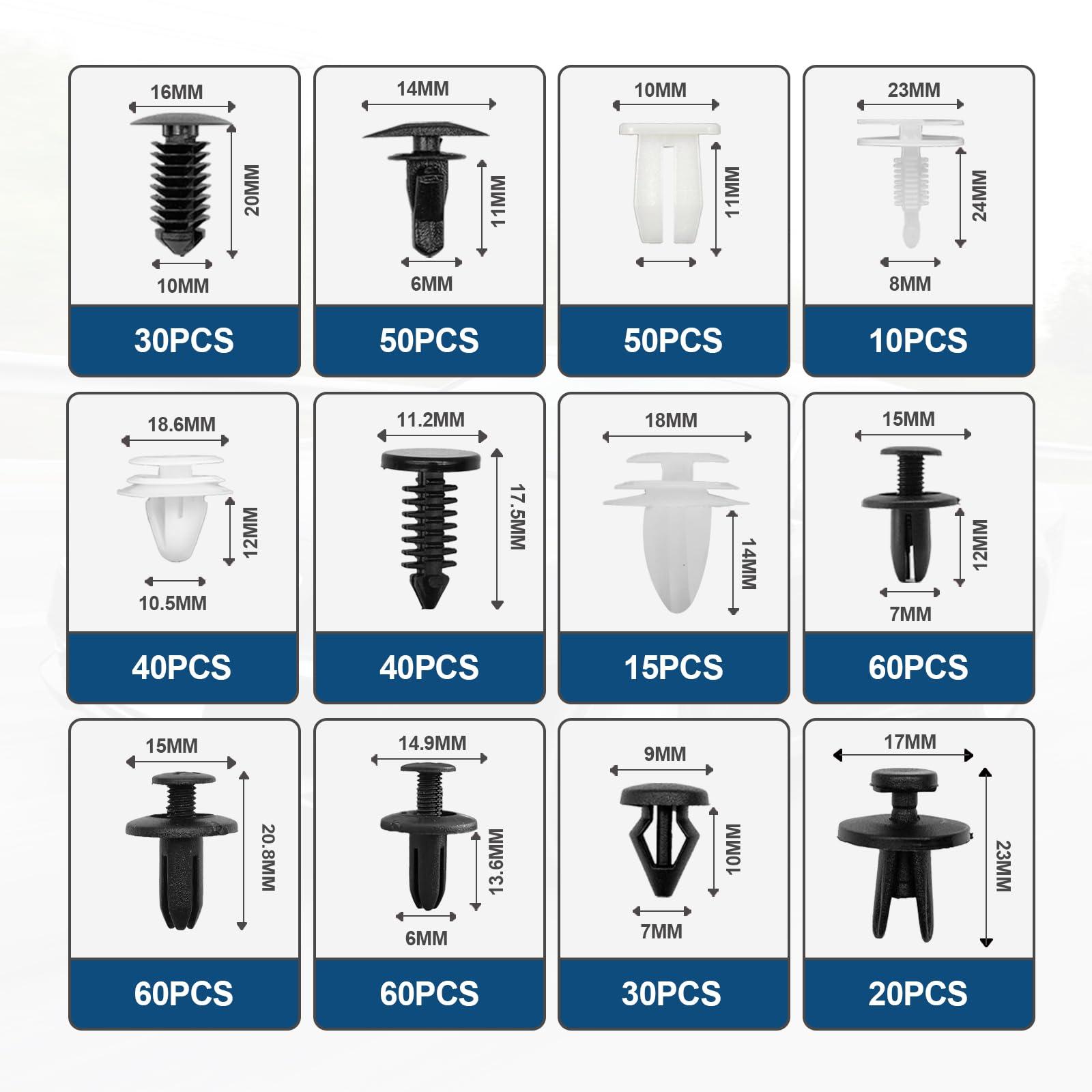 1101PCS Car Door Trim Panel Clips Kit, Car Retainer Clips Auto Push Pin Rivets Set - 32 Most Popular Sizes and 1 Pcs Fastener Remover Remover for GM Ford Mazda Chrysler Benz Subaru Toyota Honda - Image 2