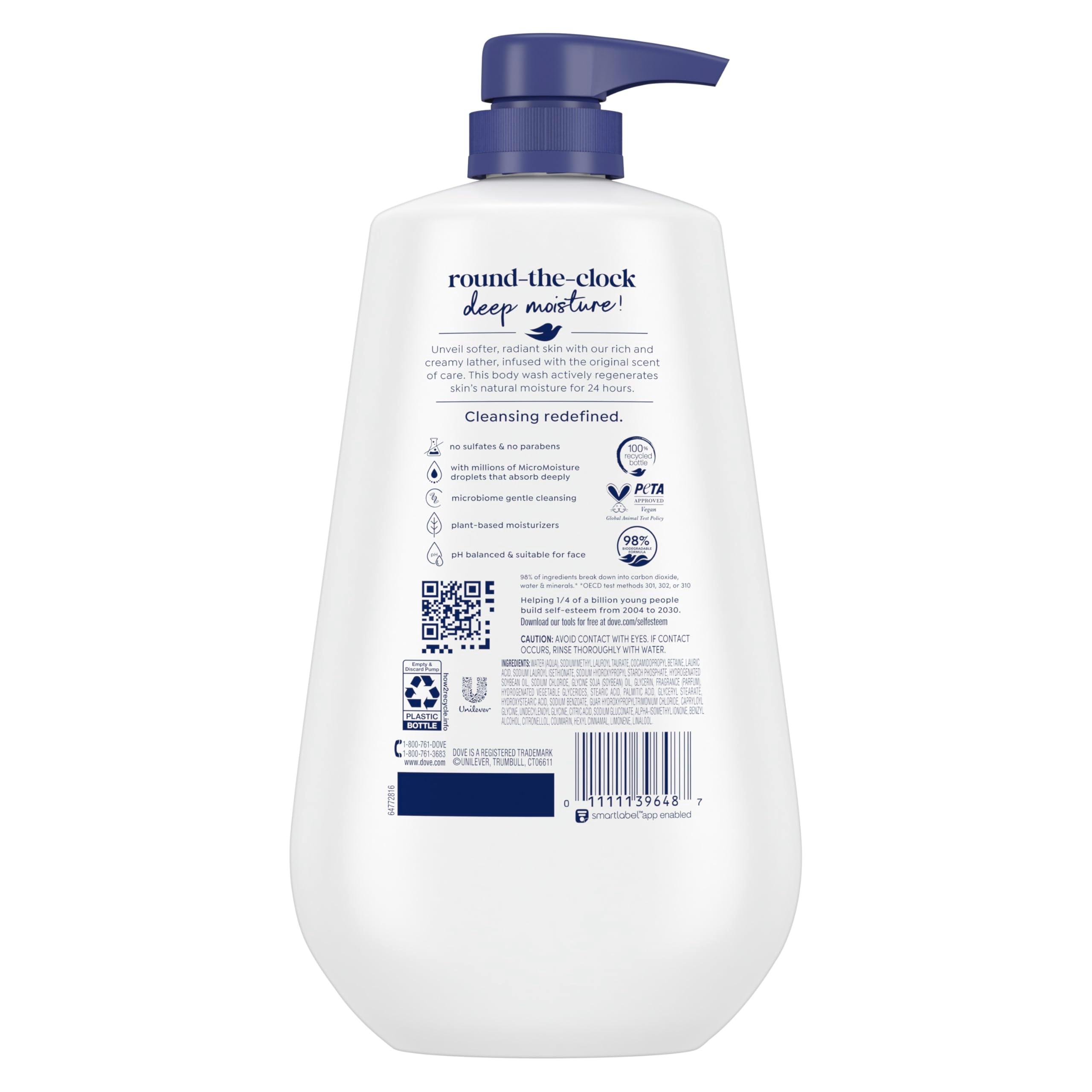 Dove Body Wash Deep Moisture for 24hr Lotion-Soft Skin Moisture Moisturizing Skin Cleanser with No Sulfates No Parabens 30.6 oz - Image 2