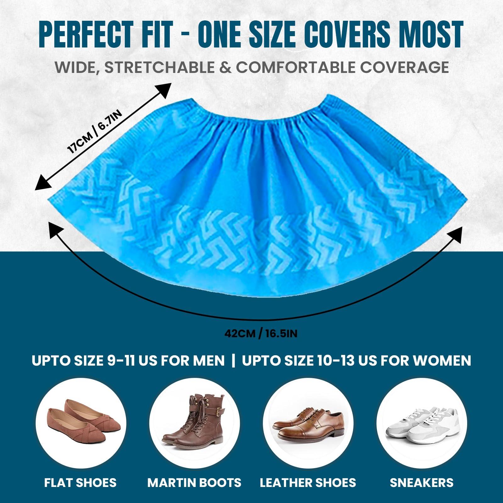 Alvexa Shoe Covers Disposable Non-Slip, Large 100 Count, Premium Cloth Boot Covers, Slip-Resistant, Durable, Breathable, Non-Toxic, Recyclable, Stretchable – Fits Men 11/Women 13 – Blue - Image 2