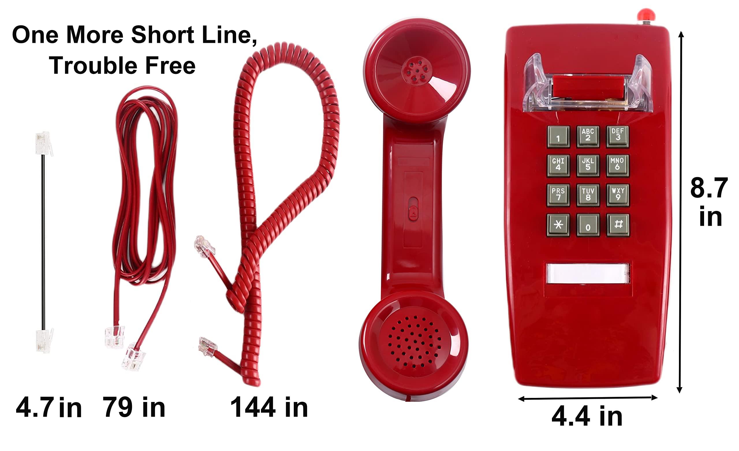 Traditional Red Wall Phones for Landline Mechanical Ringing, Classic 2554 Wall Telephone Ringing Indicator, Retro Wall Phone Hearing Aid, Old Wall Mount Phone for Home,School, Backup Telephone - Image 6