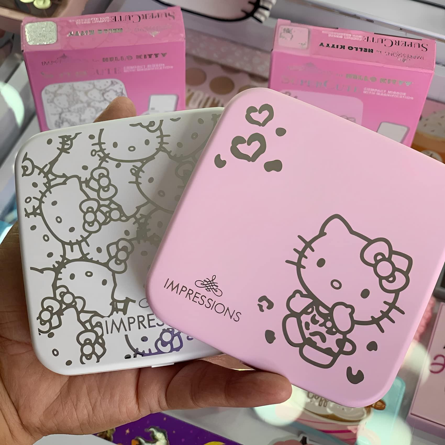 Impressions Vanity Hello Kitty Supercute Compact Mirror with Touch Sensor Switch for Adjustable Brightness, Lighted Makeup Mirror with LED Lights and 2X Magnifying Mirror Top (Pink) - Image 2