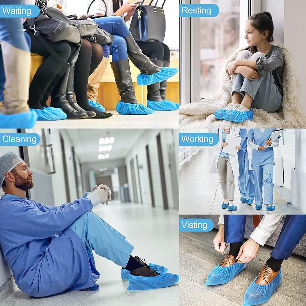 Shoe Covers Disposable 1000 PCS (500 Pairs) Reusable Boot Covers Waterproof, Durable for Real Estate, Travel, Construction, Workplace, Medical, Rain, Floor, One Size Fits Most, Hygienic Carpet Blue - Image 3