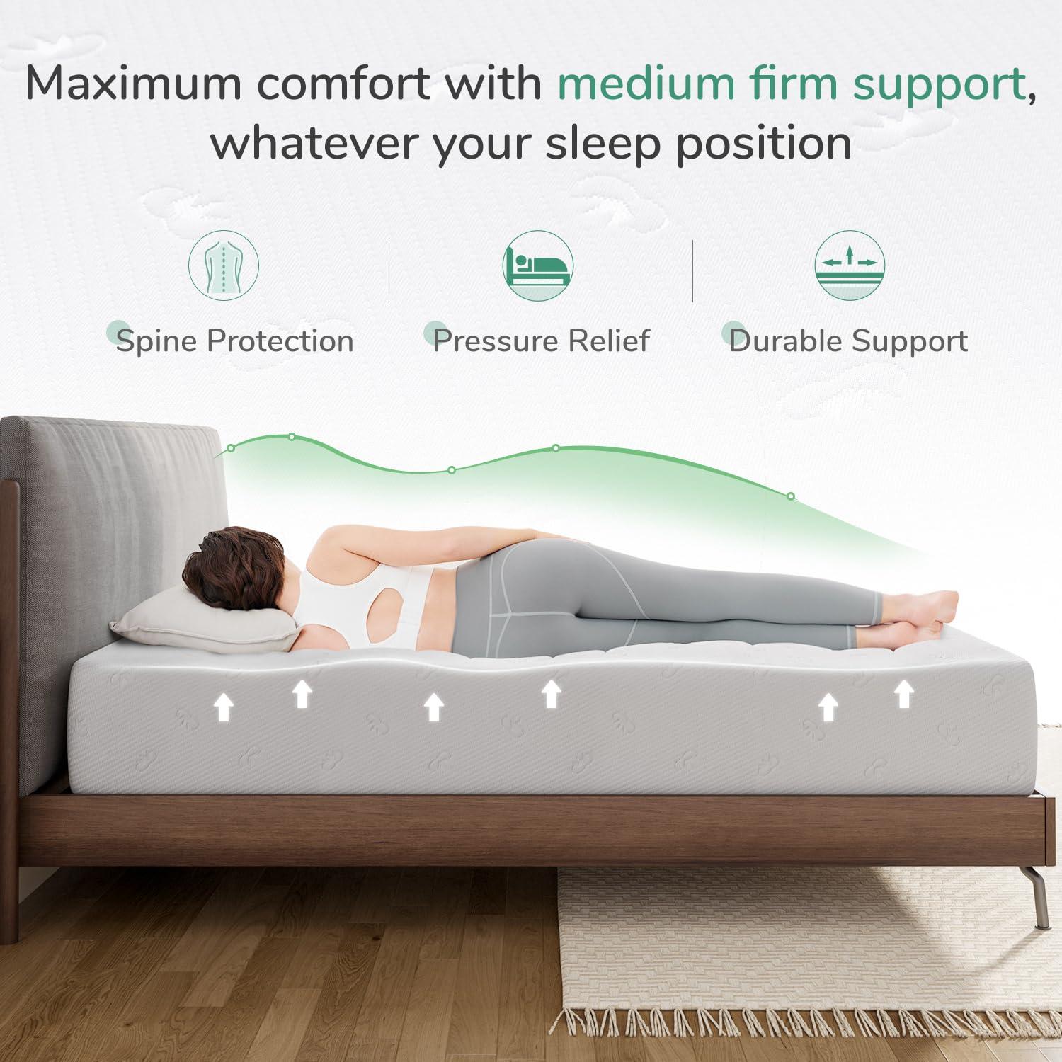 Novilla King Mattress, 12 Inch King Size Memory Foam Mattress with Comfort Foam for Pressure Relief & Cool Fresh Sleep, Removable Washable Cover,Mattresses in a Box,Medium Firm - Image 3