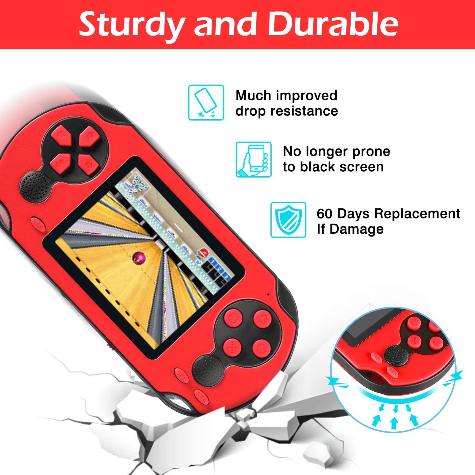 TaddToy 16 Bit Handheld Game for Kids Adults, 3.0'' Large Screen Preloaded 230 HD Classic Retro Video Games with USB Rechargeable Battery & 3 Game Cartridges for Birthday Gift for Kids 4-12 (Red) - Image 6