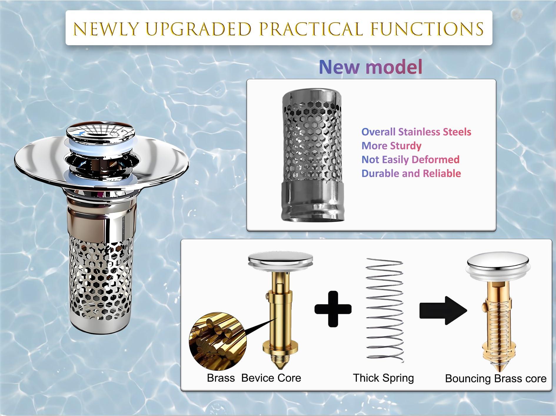2PCS Bathroom Sink Drain Strainer,Stainless Steel Bathroom Drain Filter,Drain Plug Filter,Hair Catching Sink Drain,Floor Drain Filter,Bathroom Drain Sink Stopper. (Silver-b) - Image 7