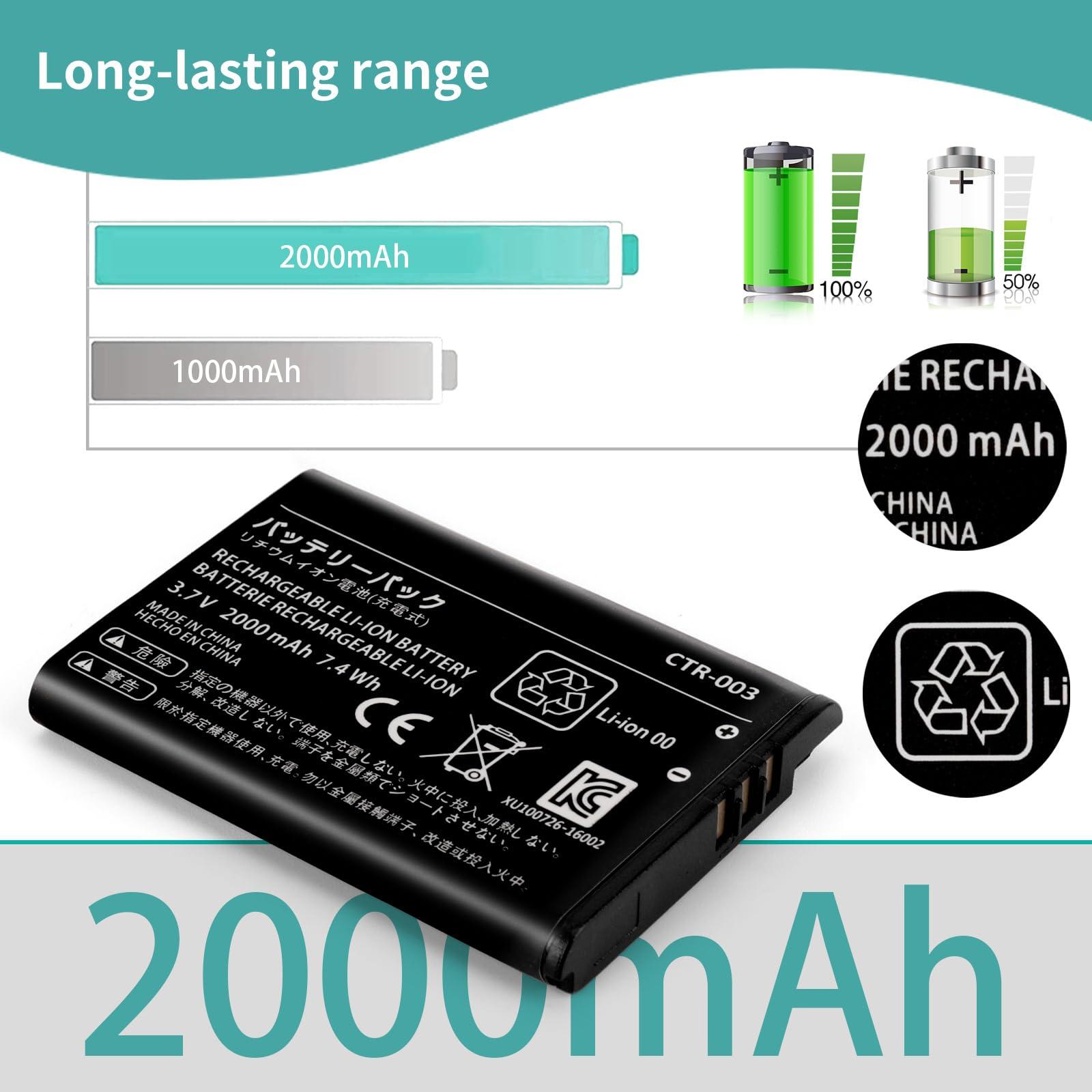 oliadeo Replacement 3DS 2DS Battery: CTR-003 Compatible with for Nintendo Old 3DS, 2DS, 2DS XL Game Console Lithium-ion Battery with Tool (Not for New 3DS, 3DS XL) - Image 2