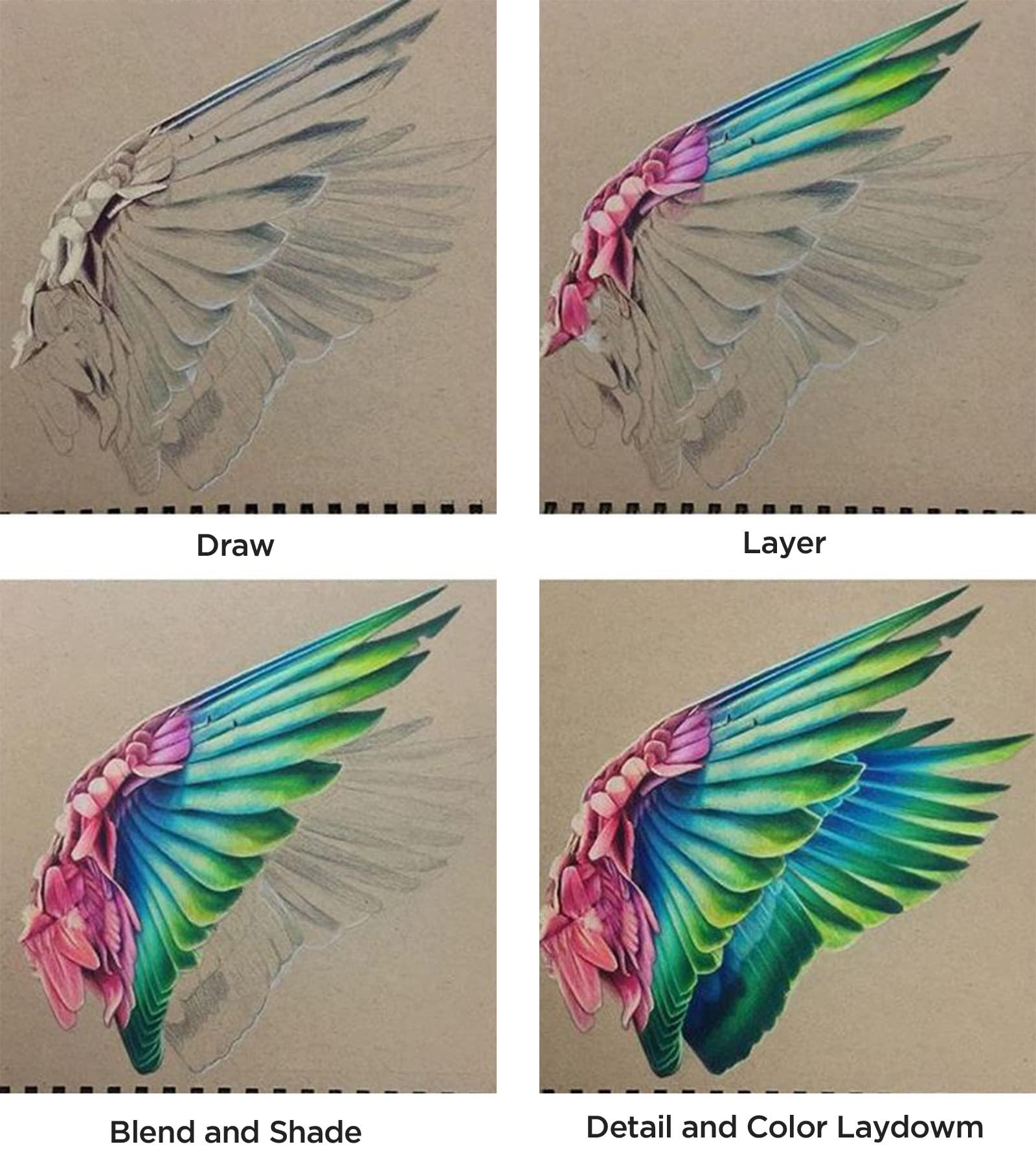 PRINA Art Supplies 120 Colors Colored Pencils Set for Adults Coloring Books with Sketchbook, Professional Vibrant Artists Coloring Pencils for Drawing Sketching Blending Shading, Soft Core Oil Based - Image 6