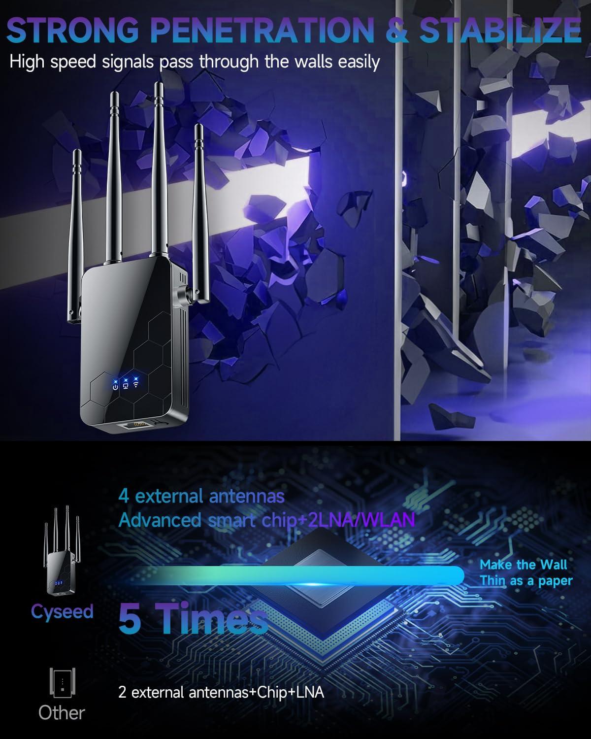 WiFi Extender Internet Booster, 10000 Sq.ft Long Range Repeater Wireless Routers Amplifier, Support More Network Devices at Home - Image 2