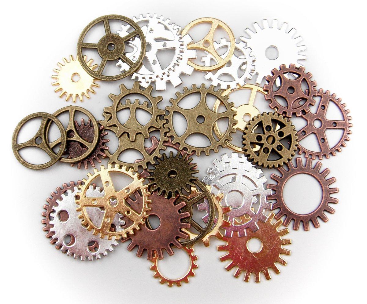 ALL in ONE 100 Gram Steampunk Gear Wheel Charms Cog Connectors Pendants Jewelry Finding DIY Craft (MIX)