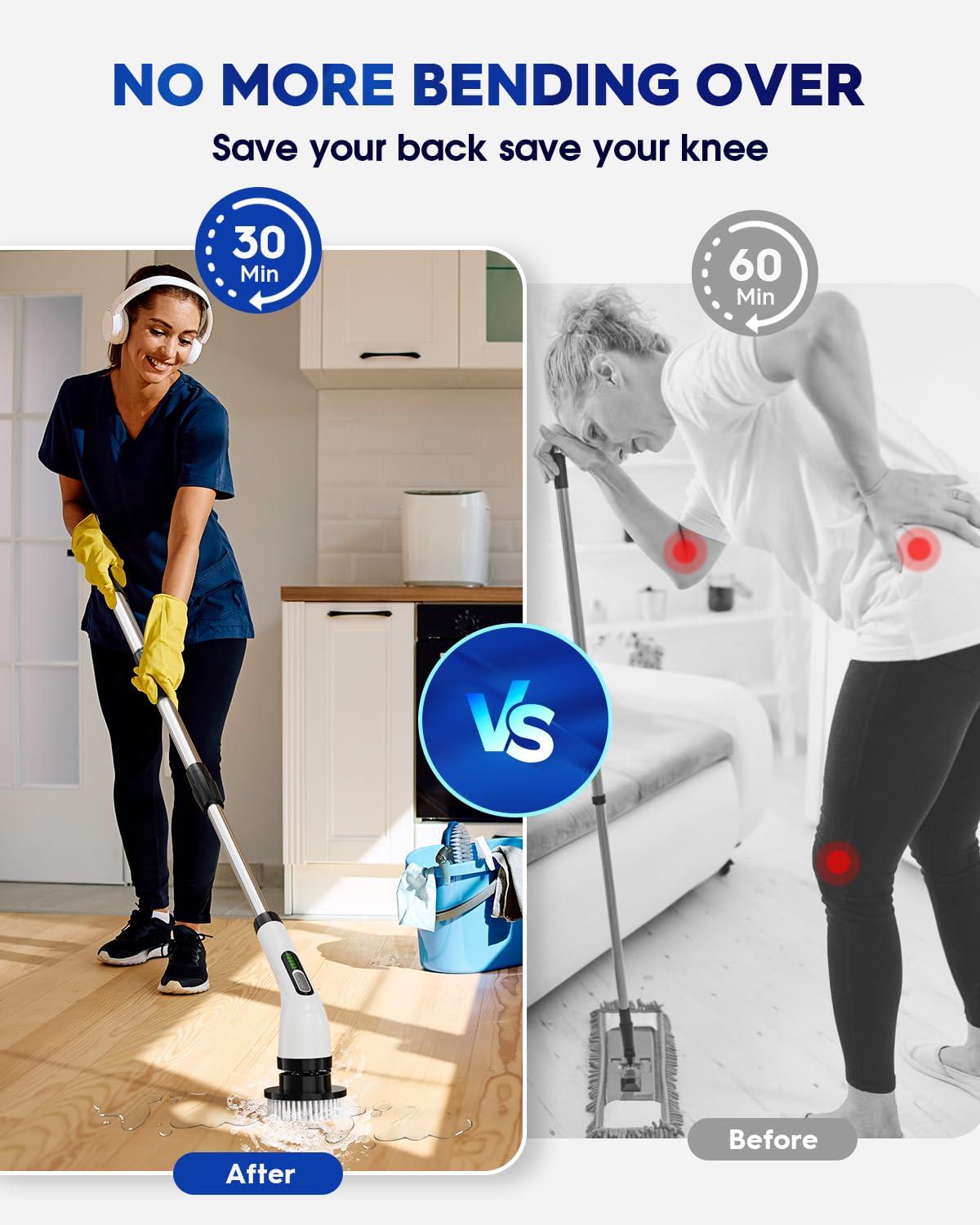 Electric Spin Scrubber for Cleaning Bathroom: Cordless Power Shower Scrubber - Electric Cleaning Brush for Tile Tub - Image 2